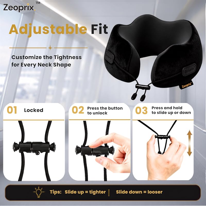 ZEOPRIX Travel Neck Pillow – Compact travel storage bag