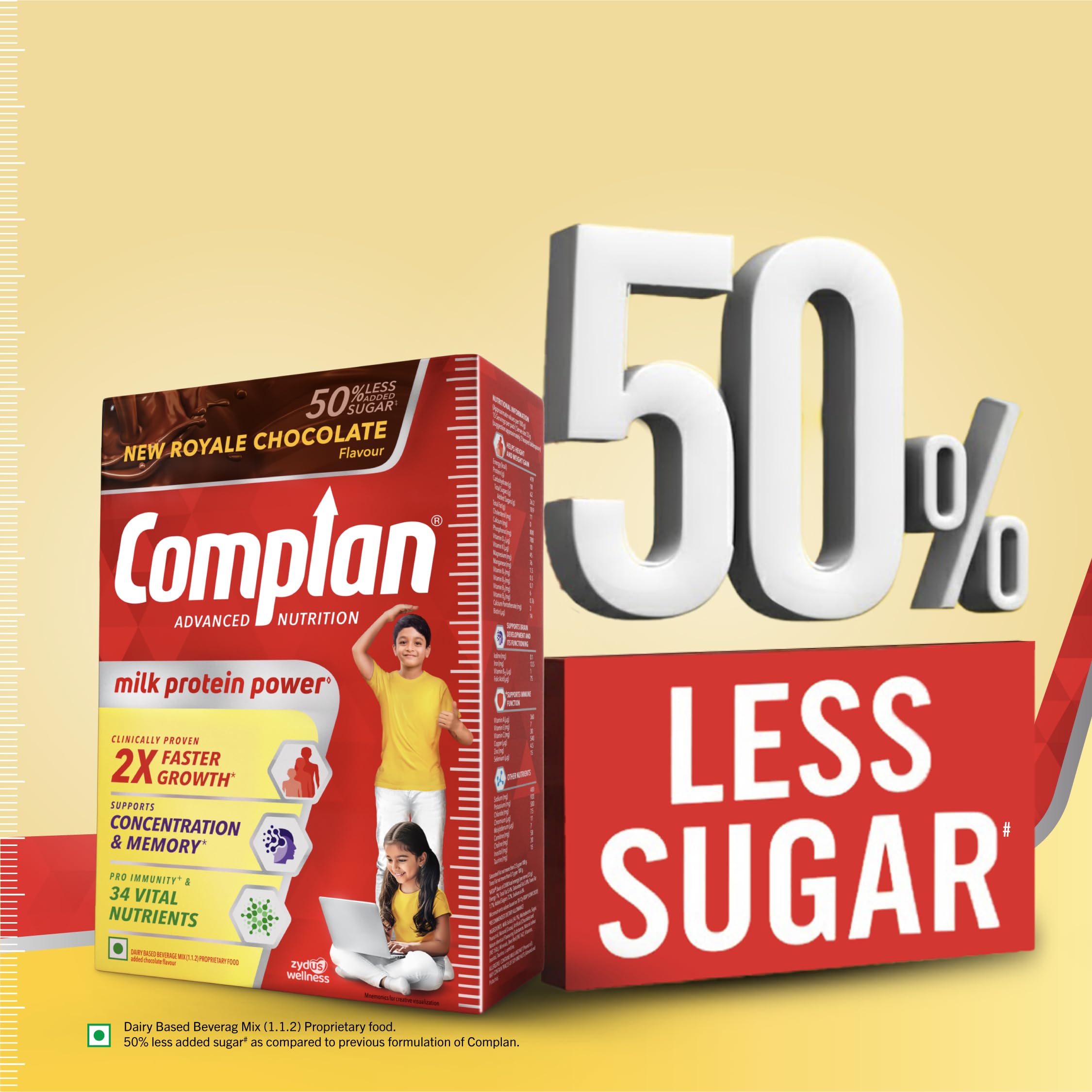 Complan Nutrition Drink Powder for Children, Royale Chocolate Flavour, 500 grams Carton|Nutrition Drink for kids with protein & 34 vital nutrients, 1 count — Amazon image 7