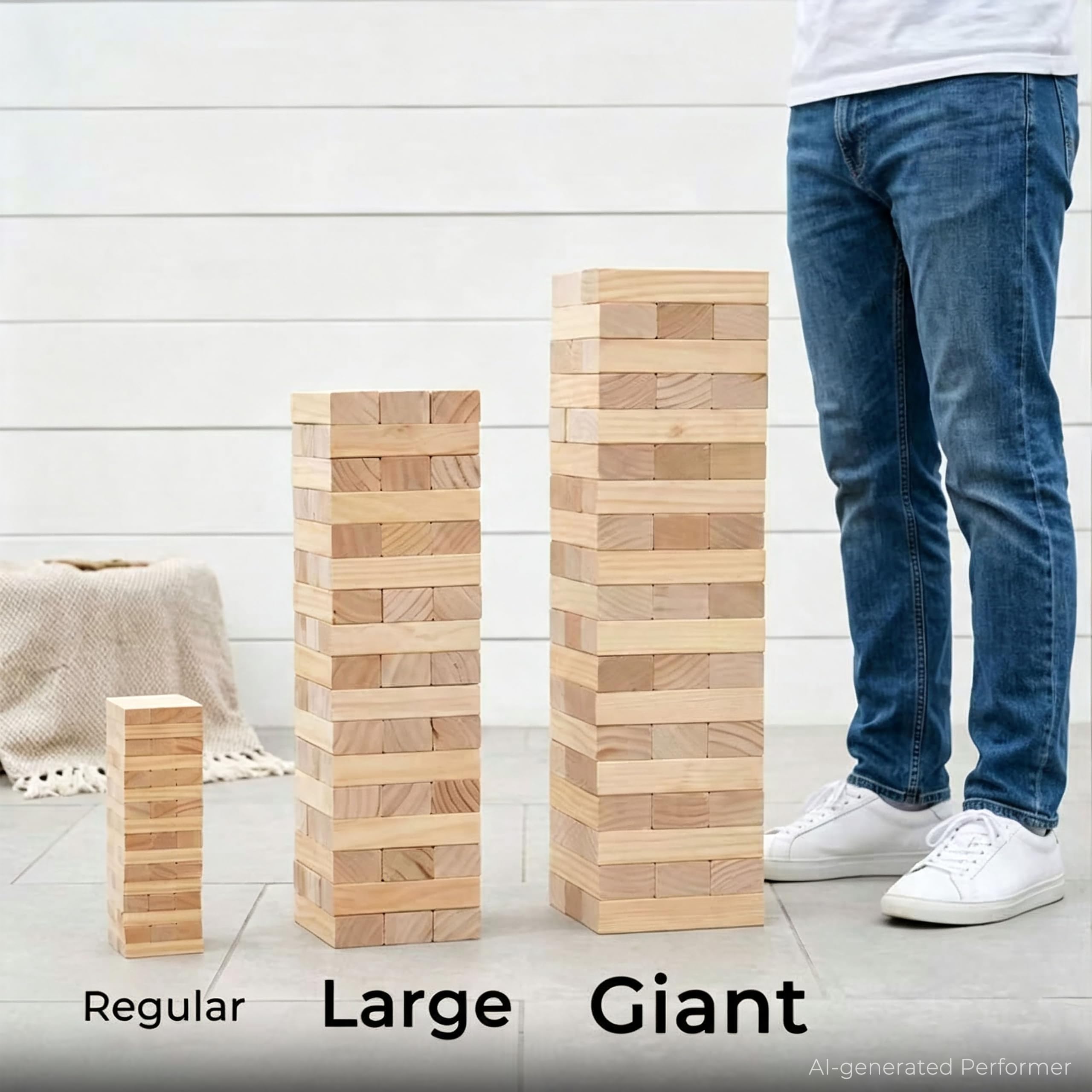 Outdoor Games Großes Holzturm-Stapelspiel – 54 Premium-Kiefernblöcke, stapelbar bis zu 122 cm, mit benutzerdefinierten Regeln und robuster Tragetasche, Outdoor-Rasenspiele für Hinterhofpartys, Camping