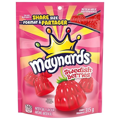 Maynards, Swedish Berries Candy, Gummy Candy, Sharing Size, 315 g, Prepared in Canada - Swedish Berries - 315 g