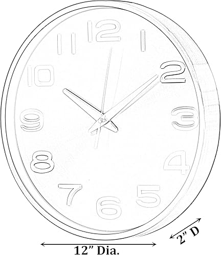 Vista 4 de Reloj de pared redondo de aluminio decorativo moderno para sala de estar, cocina, comedor, plata