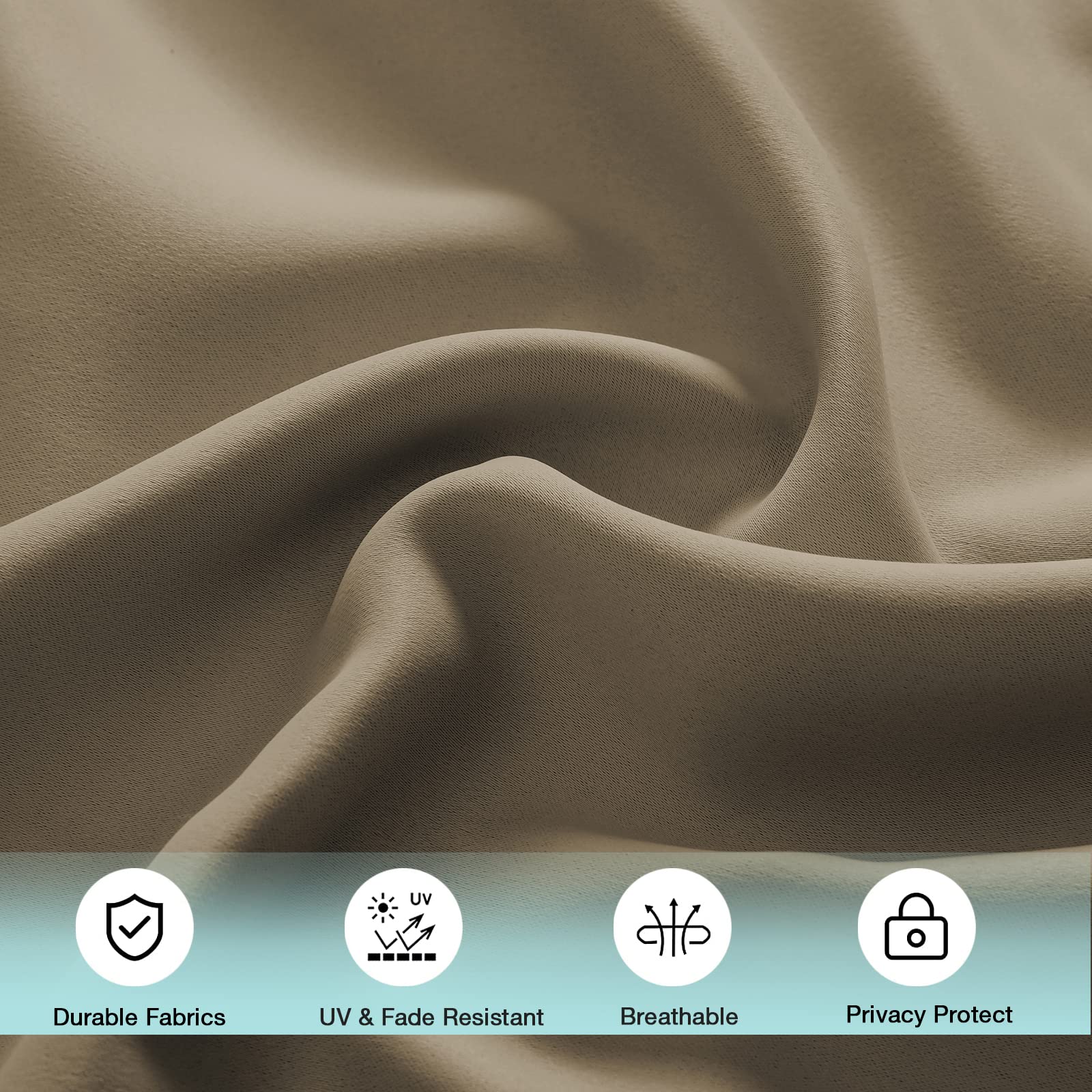 Outdoor Curtain Weatherproof with Eyelets Top and Bottom (Many Heights and Widths to Choose From), Waterproof Privacy Screen, Patio Sun Protection for Balcony, Porch, Pergola, Gazebo, Brown - Image 4