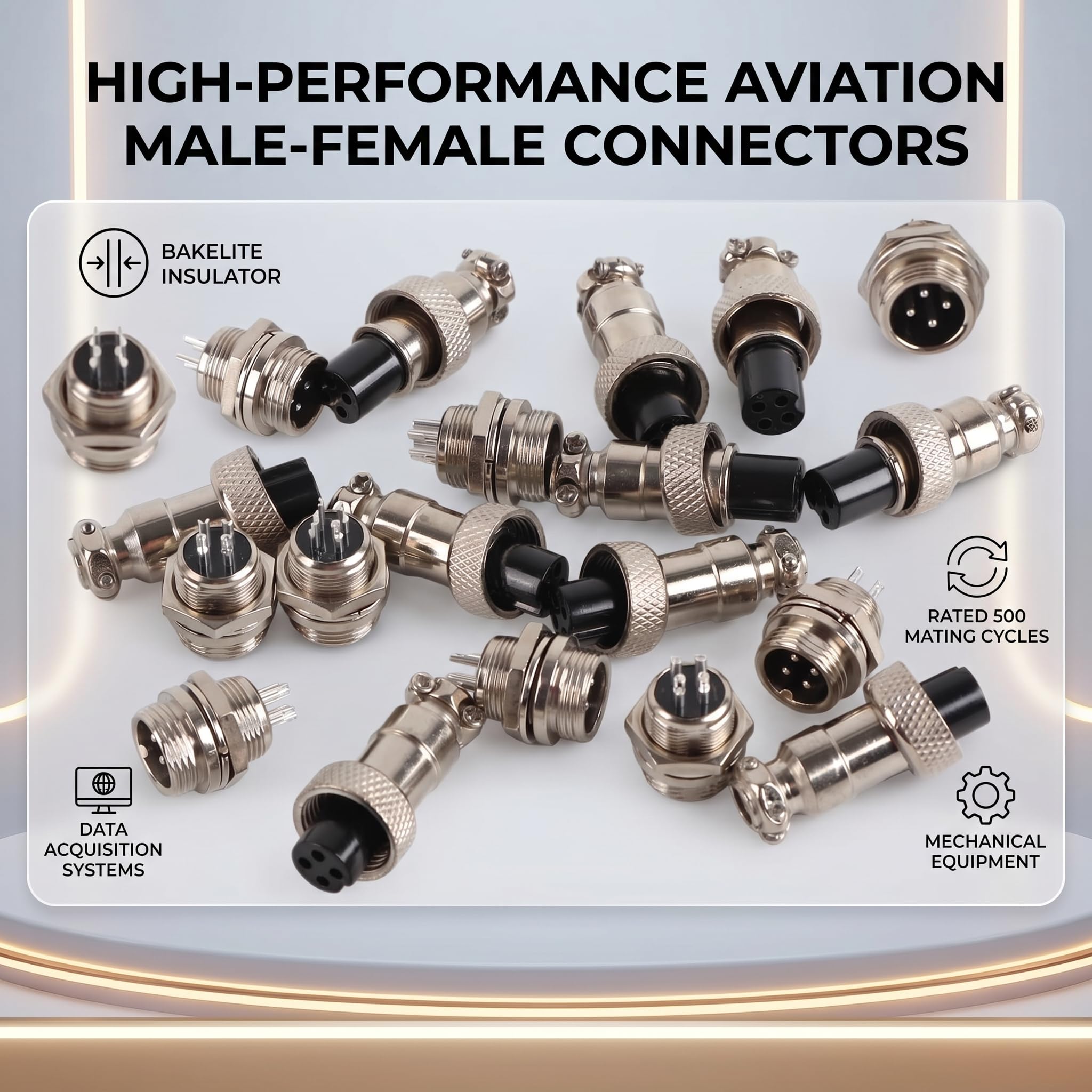 Estink Metalowy Okrągły Adapter Lotniczy GX12, 4 Piny, 12 mm, Złącze z Wtyczką Gniazda, Montaż Panelowy, 10 Zestawów