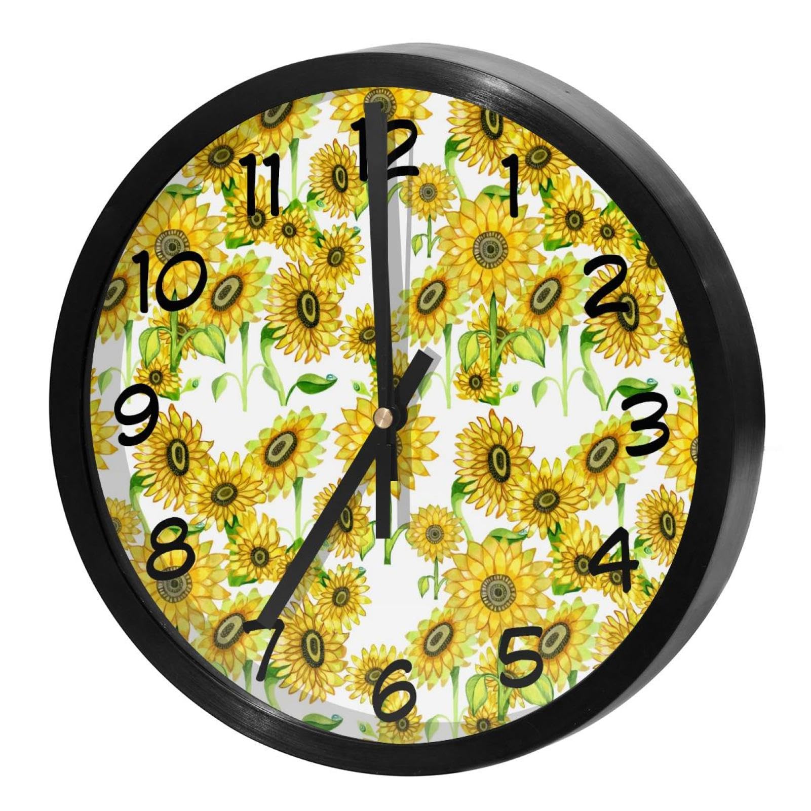 Horloge murale silencieuse à quartz sans tic-tac à piles ronde tournesol