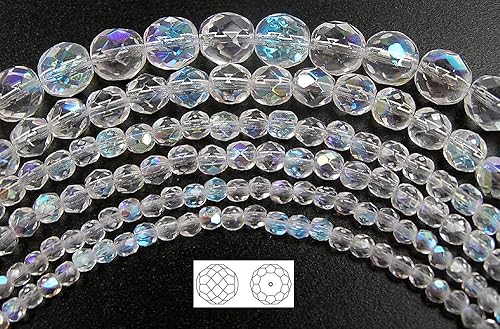 Miniatura 4 de 0.118 in, 600pcs, Crystal AB, Preciosa Checa Fuego Pulido Redondo Perlas de Vidrio Facetado, Aurore Borealis
