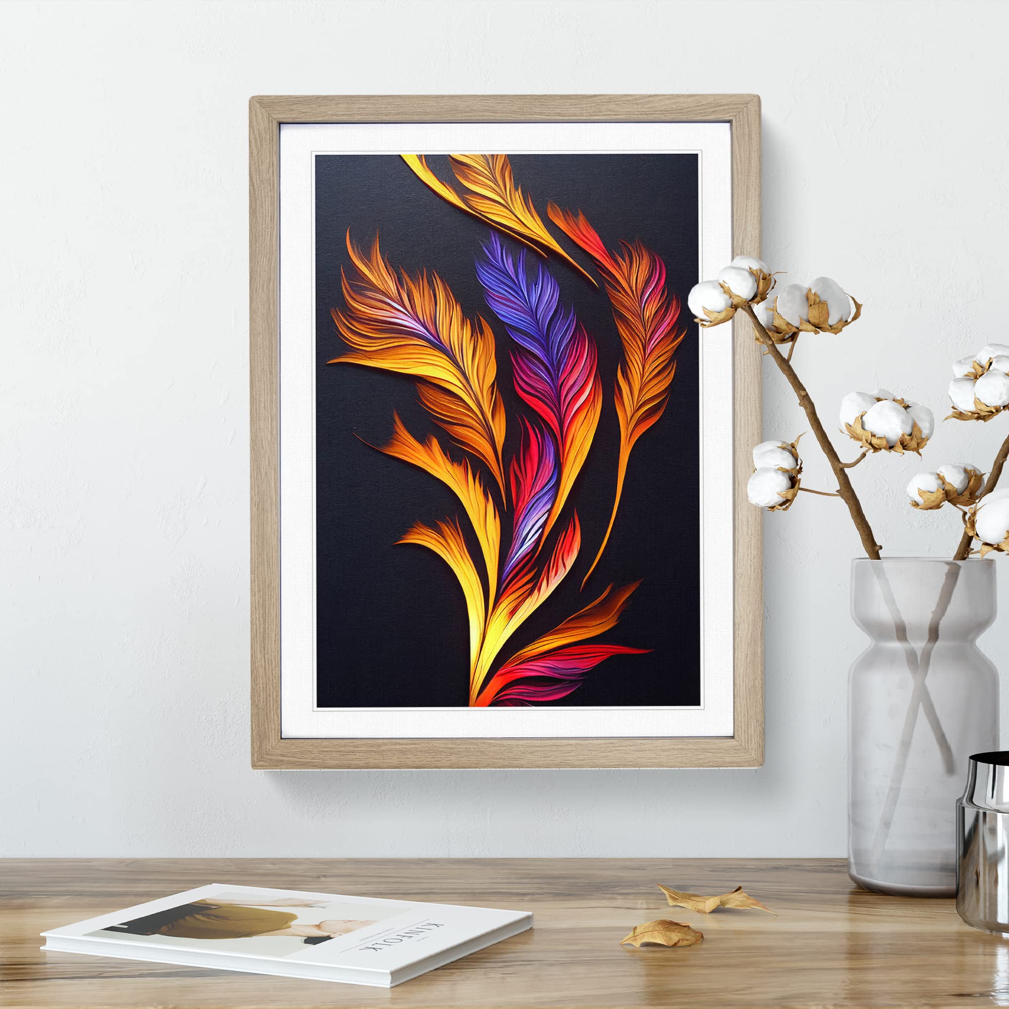 Flaming Feathers Framed Print, Oak, A3 (34 x 46 cm) - Image 3
