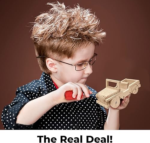 Vista 6 de Kraftic Kit de construcción de carpintería para niños y adultos, juego de 3 proyectos educativos de construcción de carpintería para niños y niñas