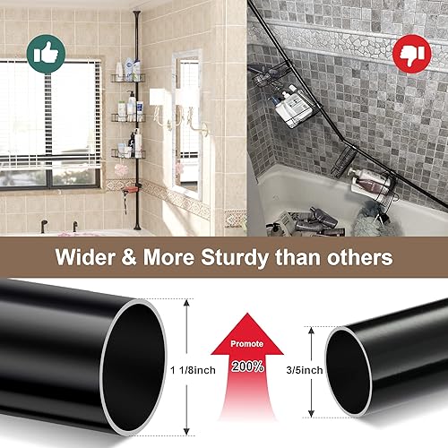 Miniatura 9 de Organizador de ducha esquinero – Estante de ducha extra grueso a prueba de óxido para ducha interior – Estante de ducha ajustable para baño y bañera