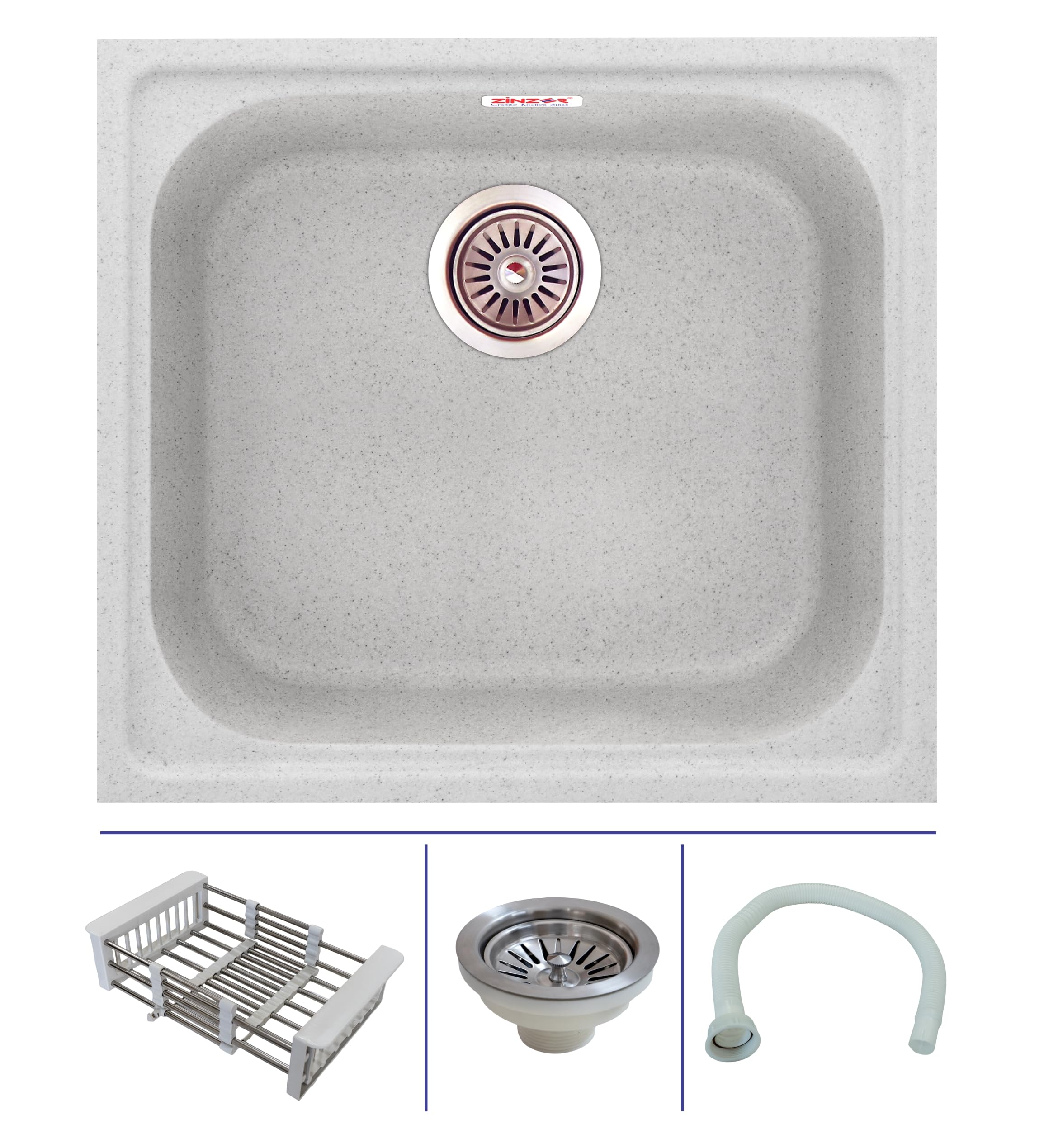 ZINZER Granite Quartz Sink - Graphite Grey -29