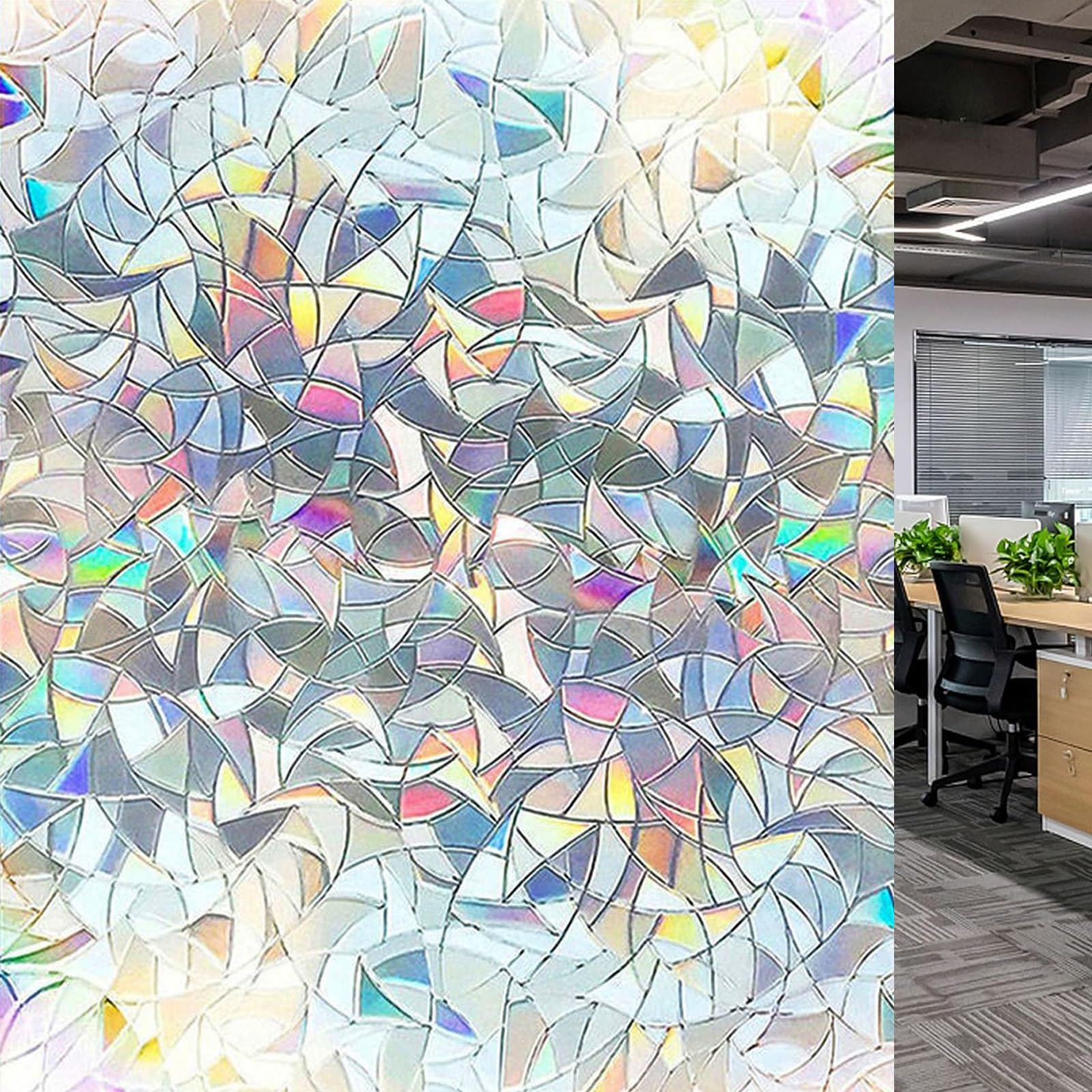 Matowa folia okienna, samoprzylepna, 100 x 700 cm, matowa folia maskująca do szkła, bez kleju, ochrona przed promieniowaniem UV, wielokrotnego użytku, do domowego biura, półksiężyca