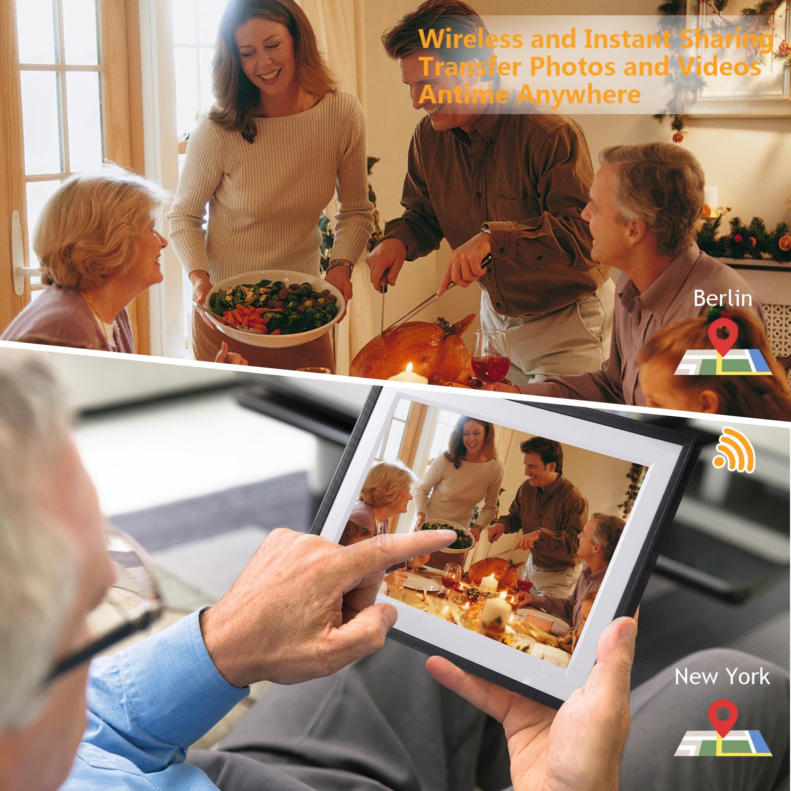 Cornice Digitale WiFi FUMAT 10.1 Pollici 32GB - Portafoto Digitale Con App Frameo, Touchscreen, Auto-Rotazione - Foto 4