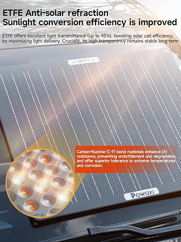 Miniatura 5 de POWOXI Cargador de batería solar de 50 W mantenedor solar de batería de coche de 12 V, con parámetro de controlador MPPT ajustable, para RV, barco,