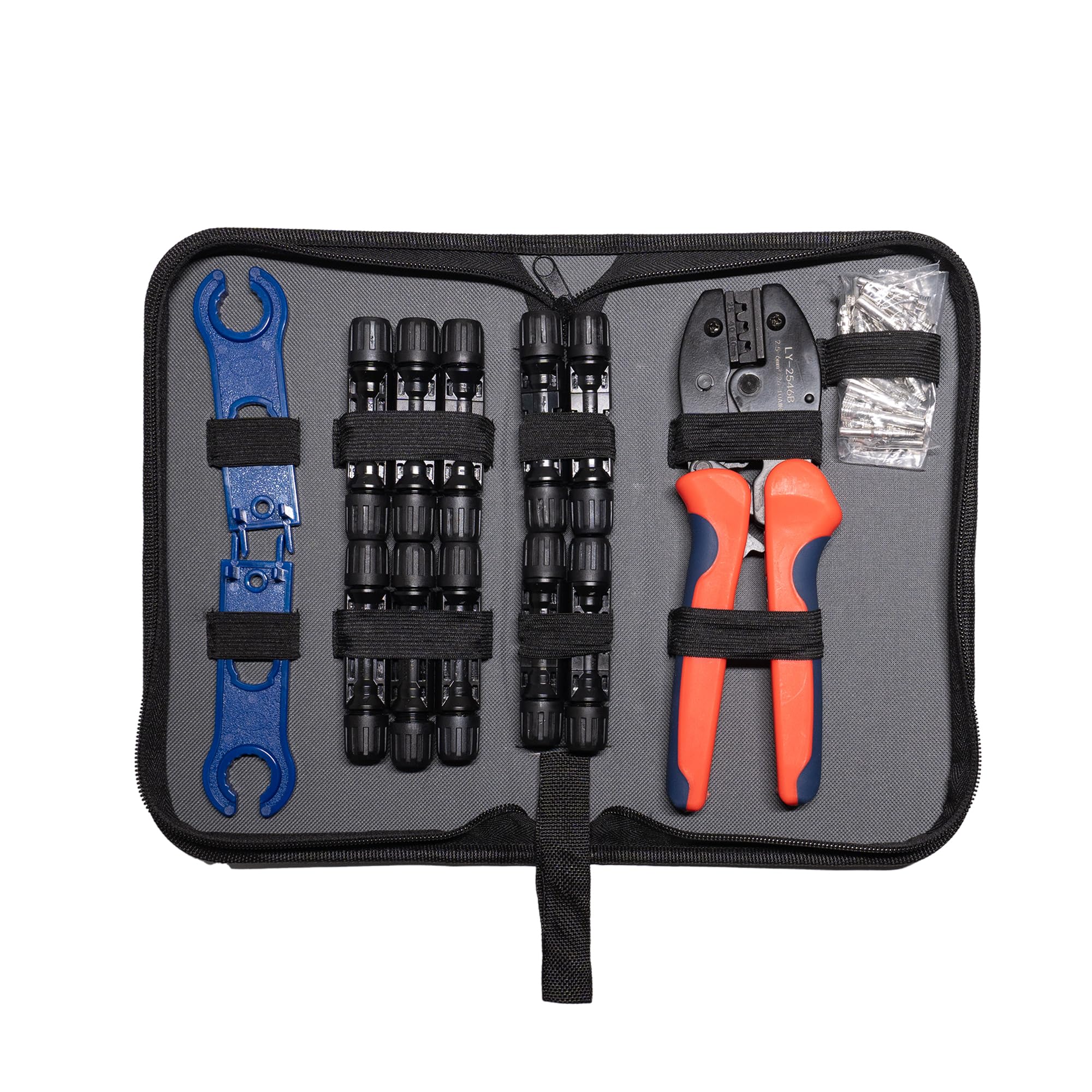 Set di pinze crimpatrici a energia solare, 2,5/4/6 mm², 10 paia di connettori solari maschi/femmine, 2 chiavi inglesi + 1 crimpatrice per impianto solare fotovoltaico