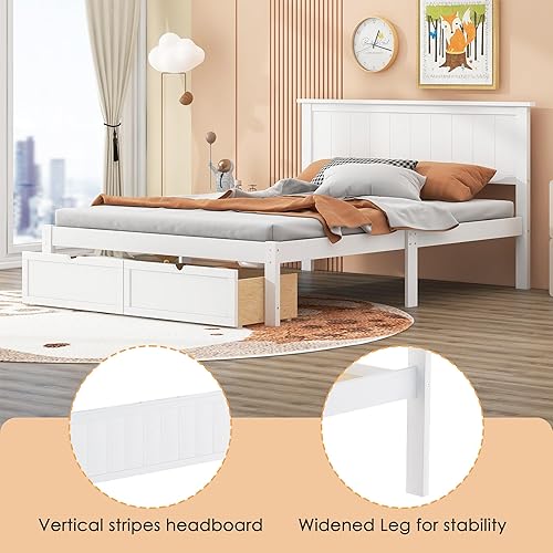 Miniatura 46 de SOFTSEA Marco de cama de plataforma doble con nido y cabecero Gris con nido,Pureespresso,Puregray,Nogal sin estribo,Blanco con estribo,Blanco