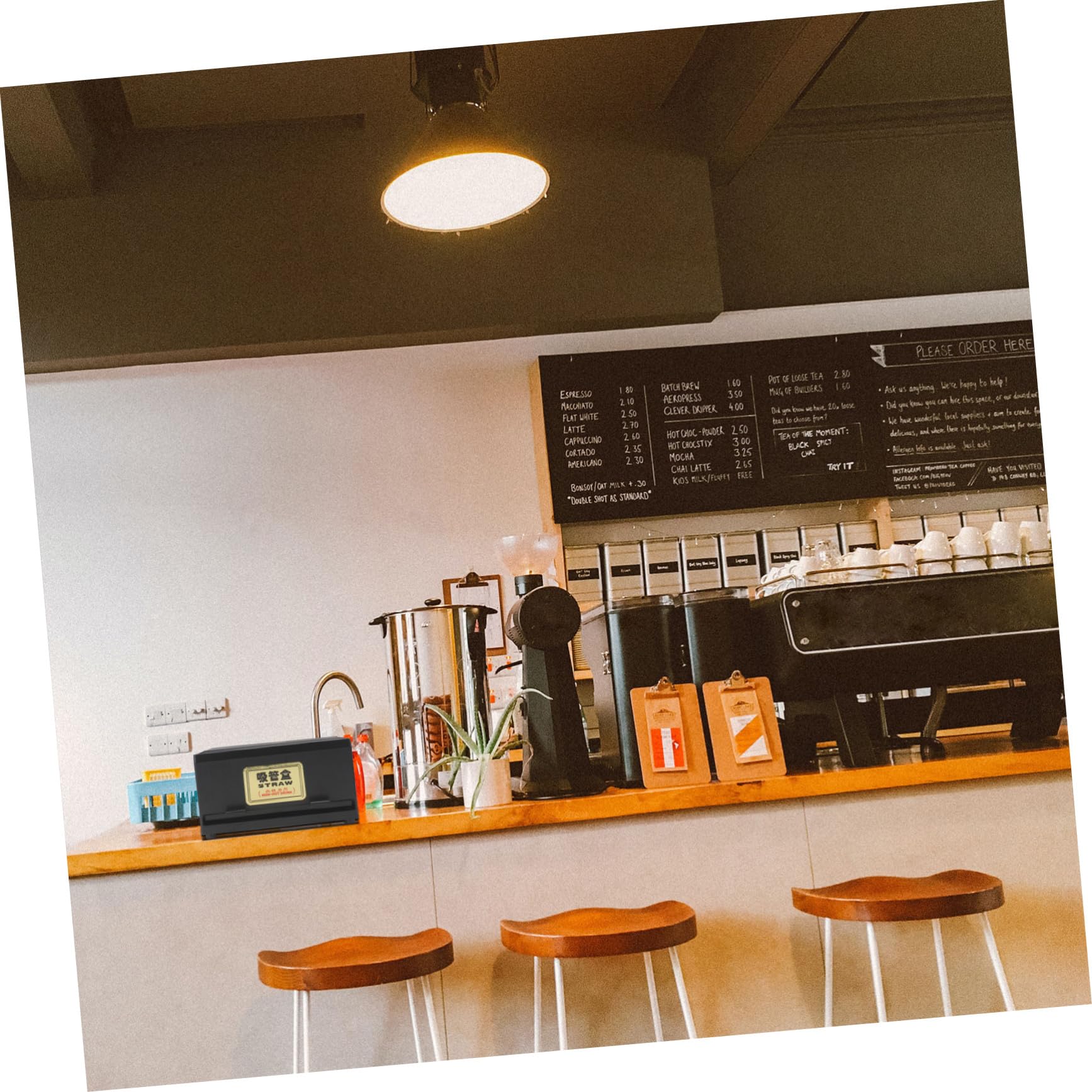 Strohhalmspenderbox für Restaurants, Schwarz, 1 Stück | Pressdesign mit Verstellbarem Auslass, Aufbewahrungsbox, Geeignet für Coffee Shop und Snack Riegel