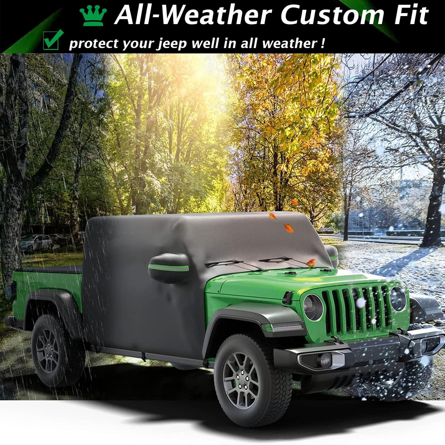 Big Ant Heavy Duty Waterproof Car Cab Cover for Jeep Gladiator JT 2020-2023, All Weather Outdoor Protection with Driver Door Zipper, UV Resistant Oxford Fabric, Snow/Hail Resistant Vehicle Cover