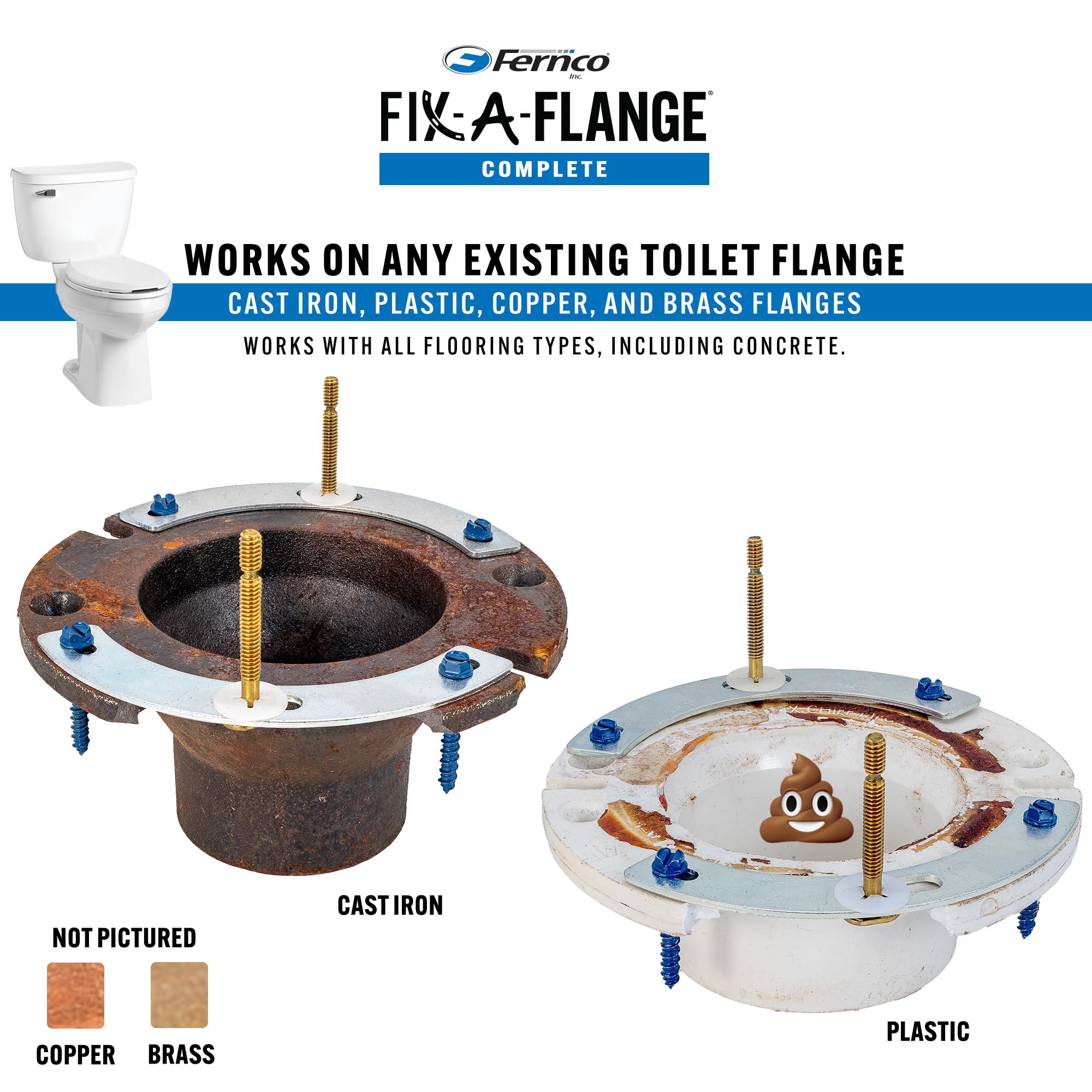Fernco Fix-A-Flange Compete - Kit de reparación universal para inodoro