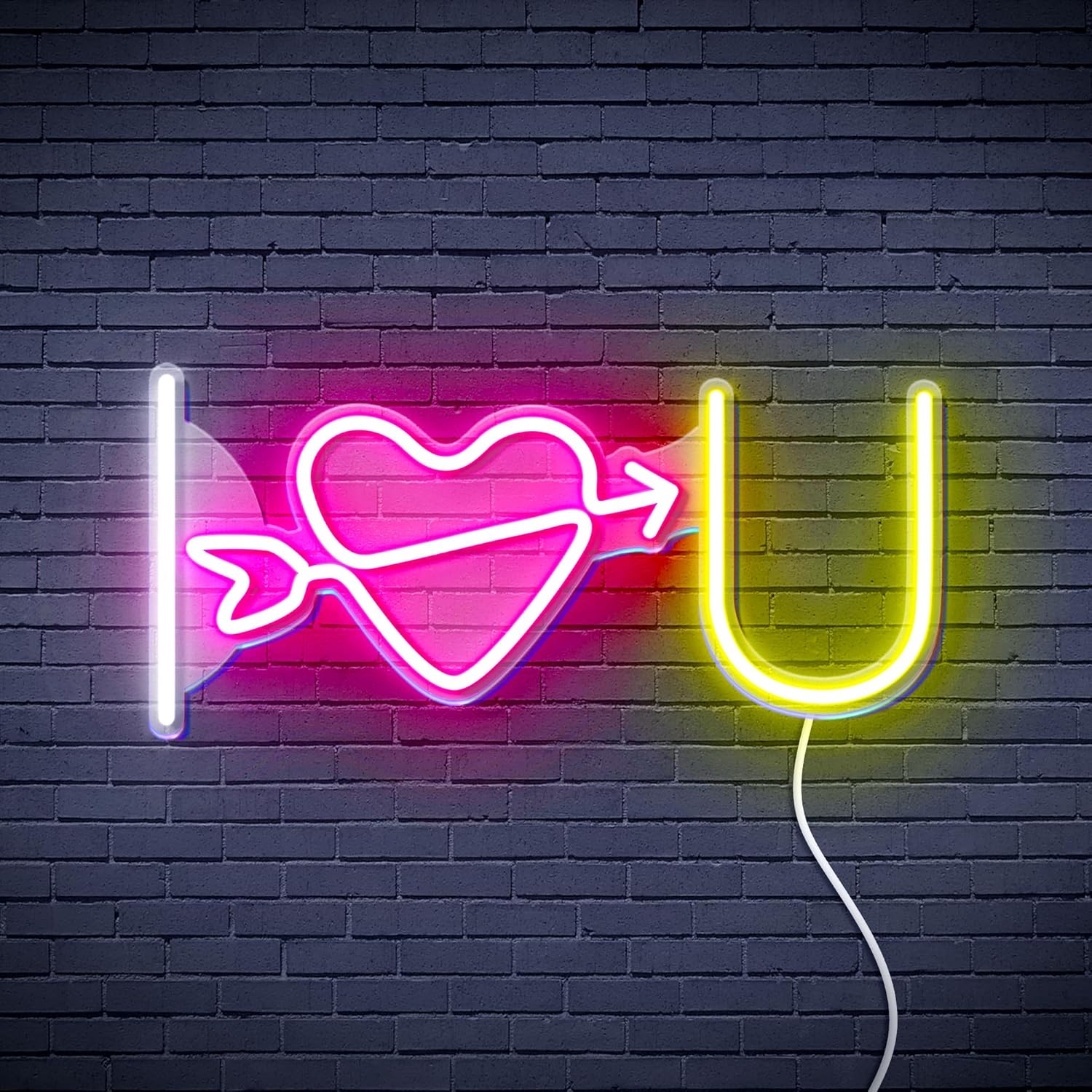 ADVPRO I Love You Flex Silicone LED Neon Sign - White & Orange - st16s32-fnu0227-wo