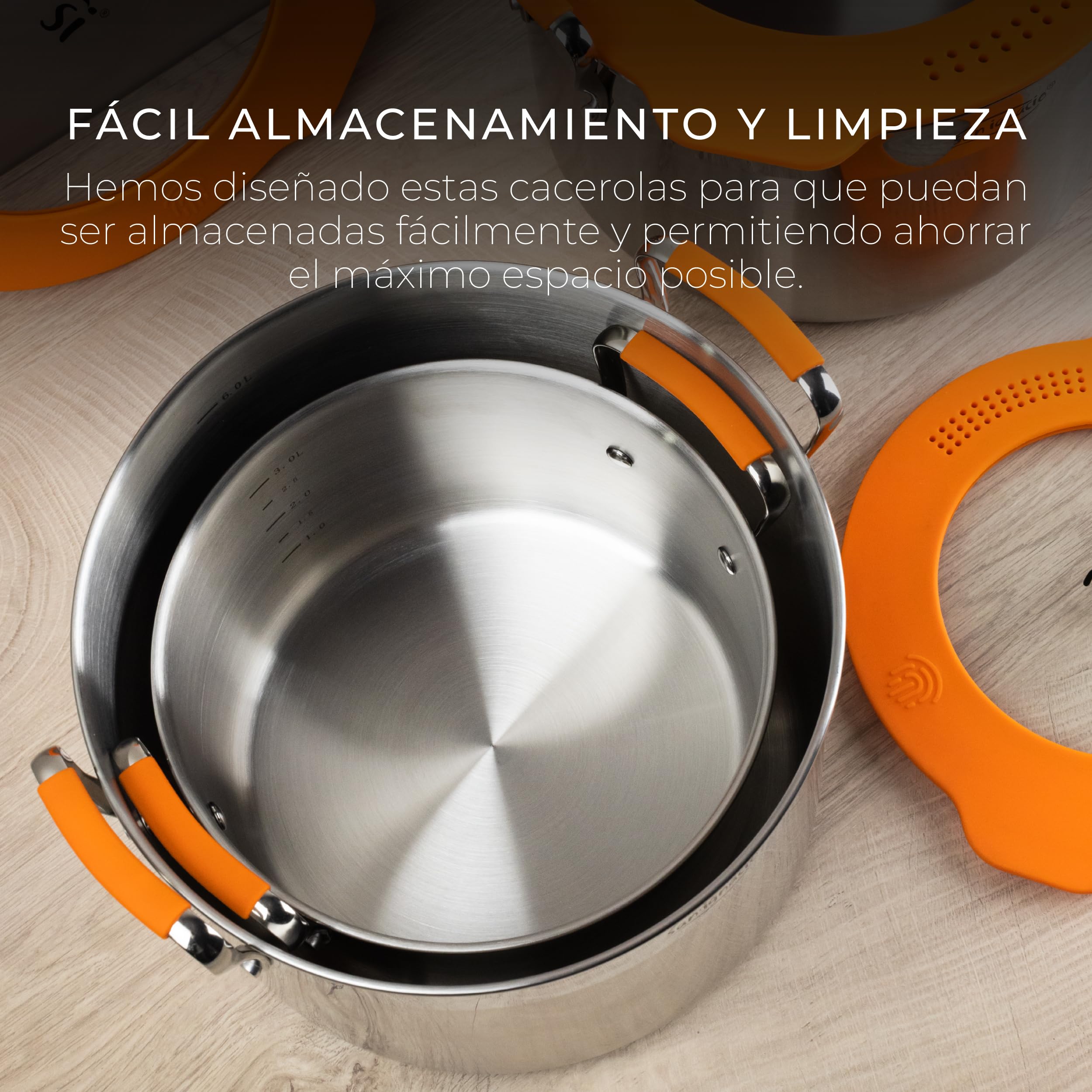 Olla alta ø28cm s/s induccion con tapa compact