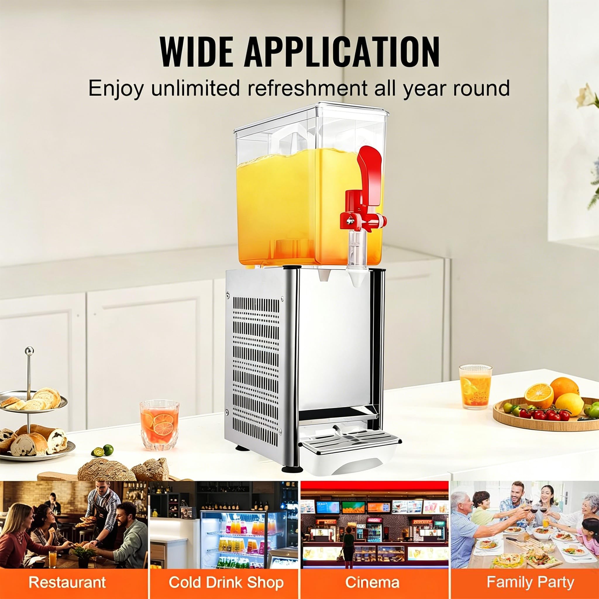 Dispensador de refrescos Industrial de 10L/20L, Máquina de zumos Profesional con agitación, Enfriador para hostelería, Equipamiento para Buffet y hoteles, Mejor dispensador