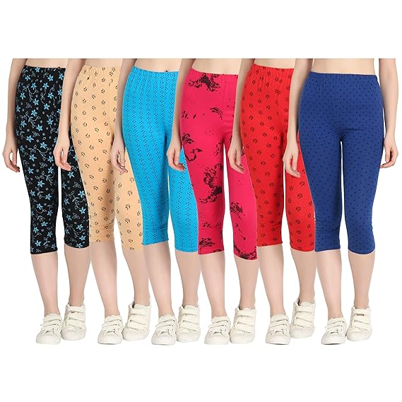 Printed Capri for Womens/Girl Pack of 6