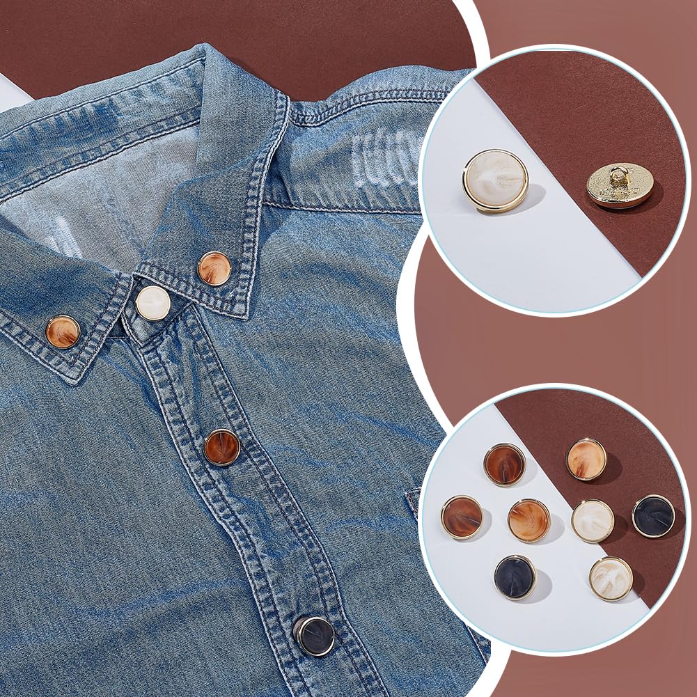 arricraft 20 pz Bottone Rotondo con Motivo In Metallo e Resina Alla Moda, Bottoni Da Cucito con Gambo Da 15mm per Abiti Da Sposa, Decorazioni per Bouquet, Artigianato Fai Da Te