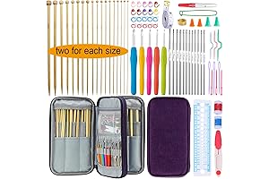 95Pcs Knitting Notions Kit with Straight Bamboo Knitting Needles, Lace Crochet Hooks,...