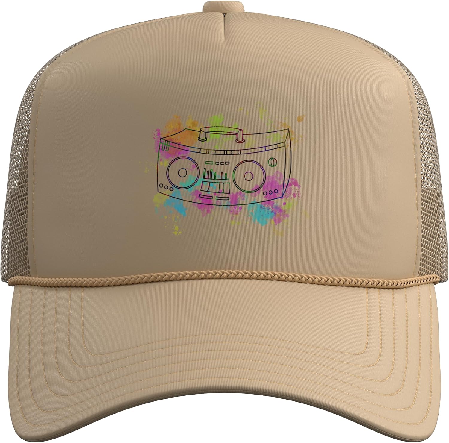Ghetto Blaster Colorful Boom Box 70s 80s 90s Y2K Trucker Hat with Adjustable Mesh Back image 2