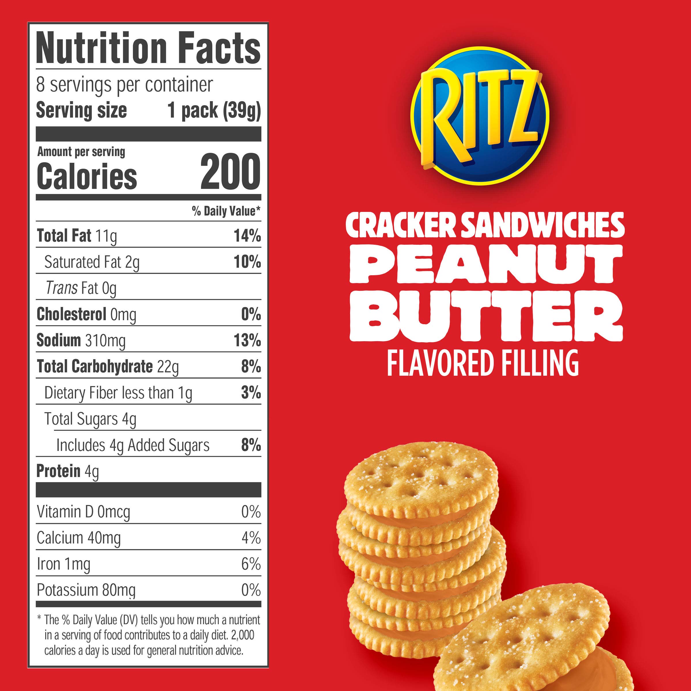 RITZ Peanut Butter Sandwich Crackers, 48 Snack Packs (6 Boxes) RITZ ...