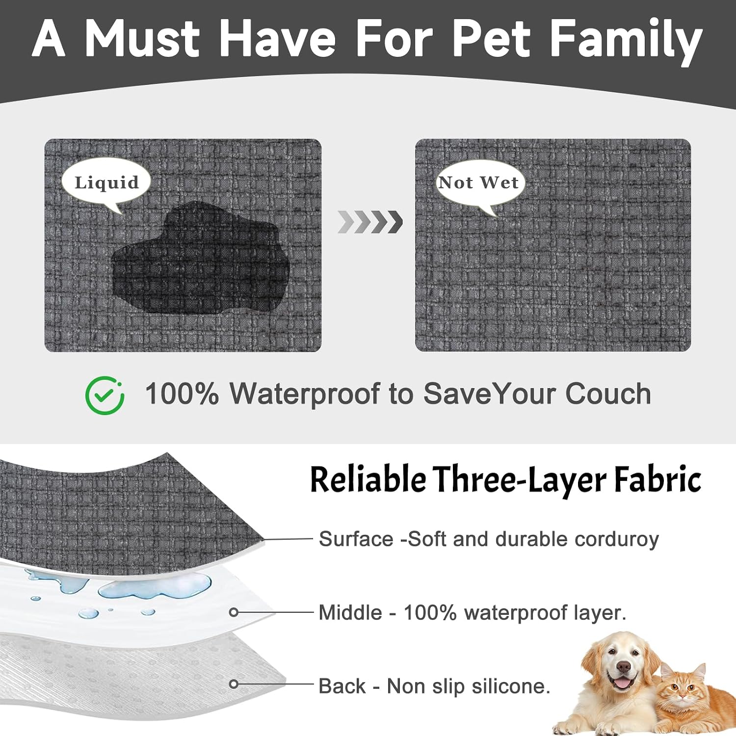 Couch Arm Covers, Sofa Arm Cover, Waterproof Armrest Covers, Anti-Slip Pet Proof Armrest Protectors for Couch Loveseat Armchair Headrest, Arm Chair Covers Set of 2