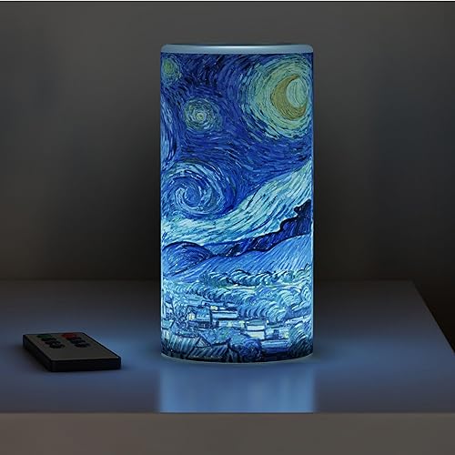 Miniatura 6 de Lavish Home Van Gogh - Juego de arte para pared, lienzo iluminado con estampado de noche estrellada con temporizador, luces de fibra óptica y vela
