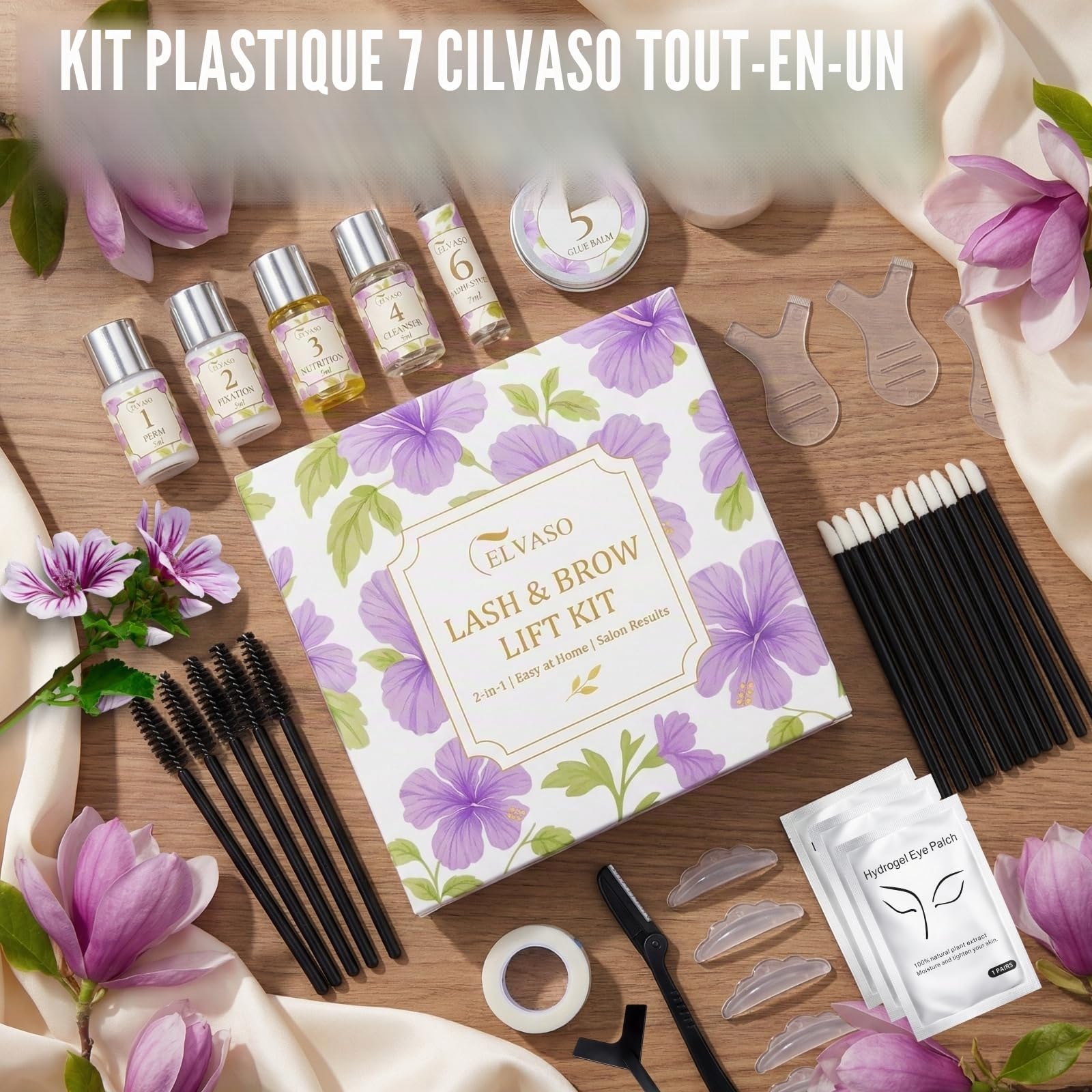 Brow Lift Kit Sourcil, 2-en-1 Kit Rehaussement de Cils et – Trousse Professionnelle pour des Cils Recourbés et des Sourcils plus Denses, Résultat de Salon à la Maison avec Instructions Faciles