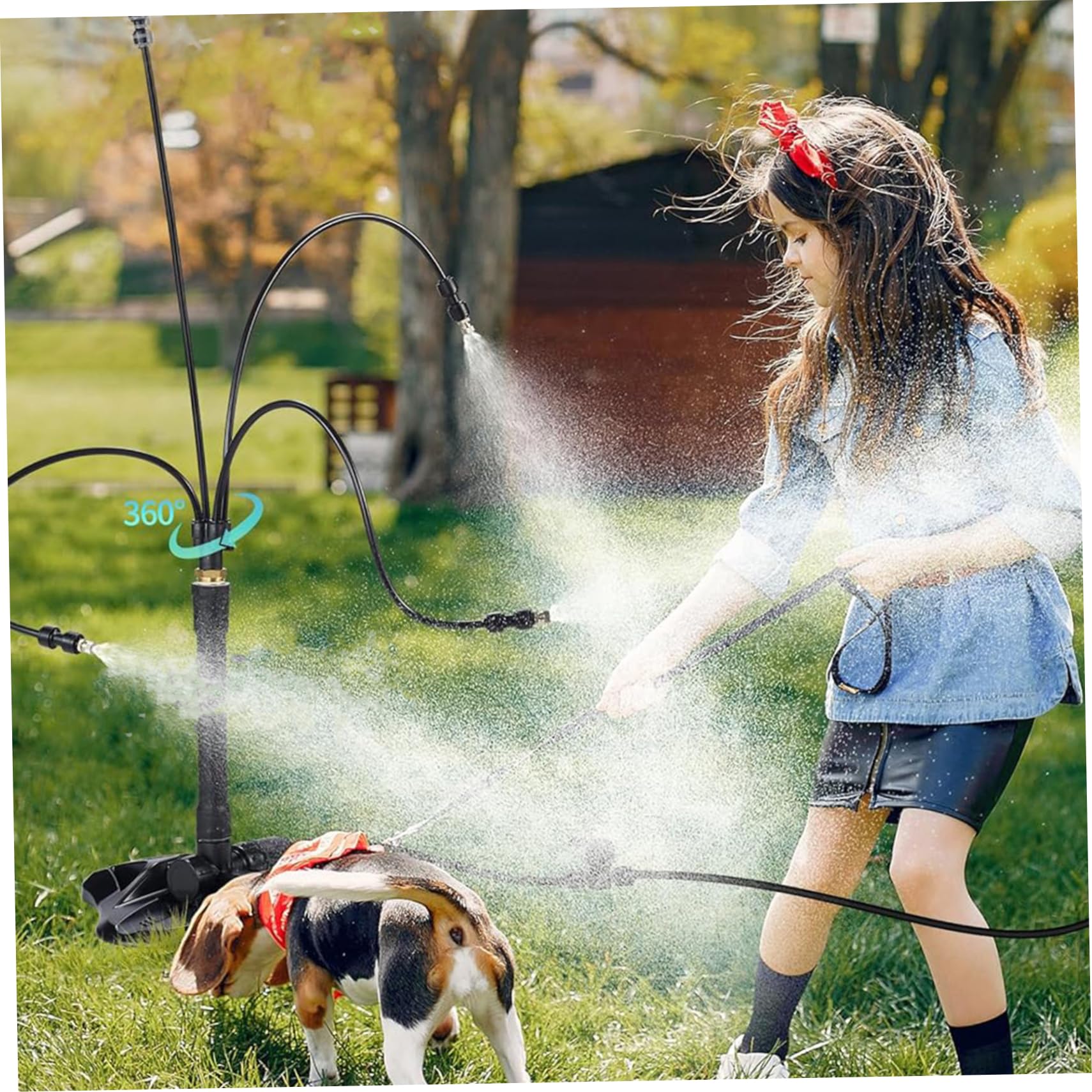 Brumisateurs Debout pour terrasse extérieure avec Hauteur réglable et Ligne d'eau de 26 Pieds, système de brumisation Portable pour Le Refroidissement du Jardin, brumisateur Jardin pour Porch