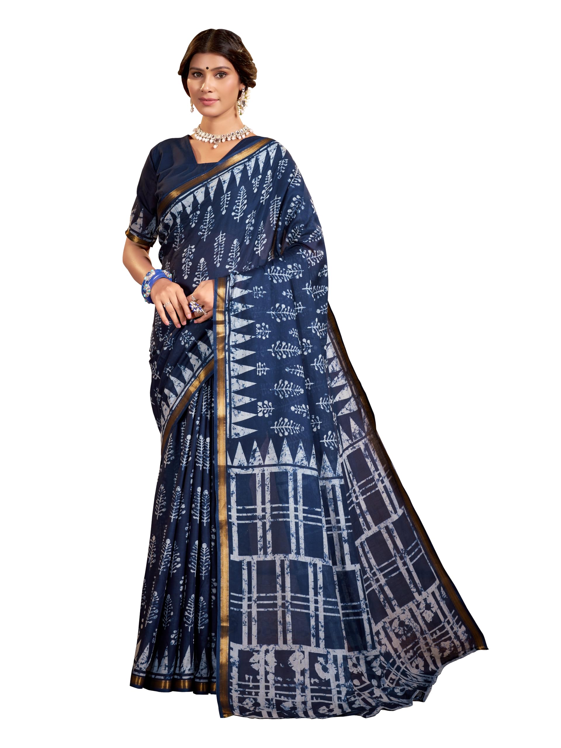 Abstract Print Viscose Saree With Unstitched Blouse Piece-image-23