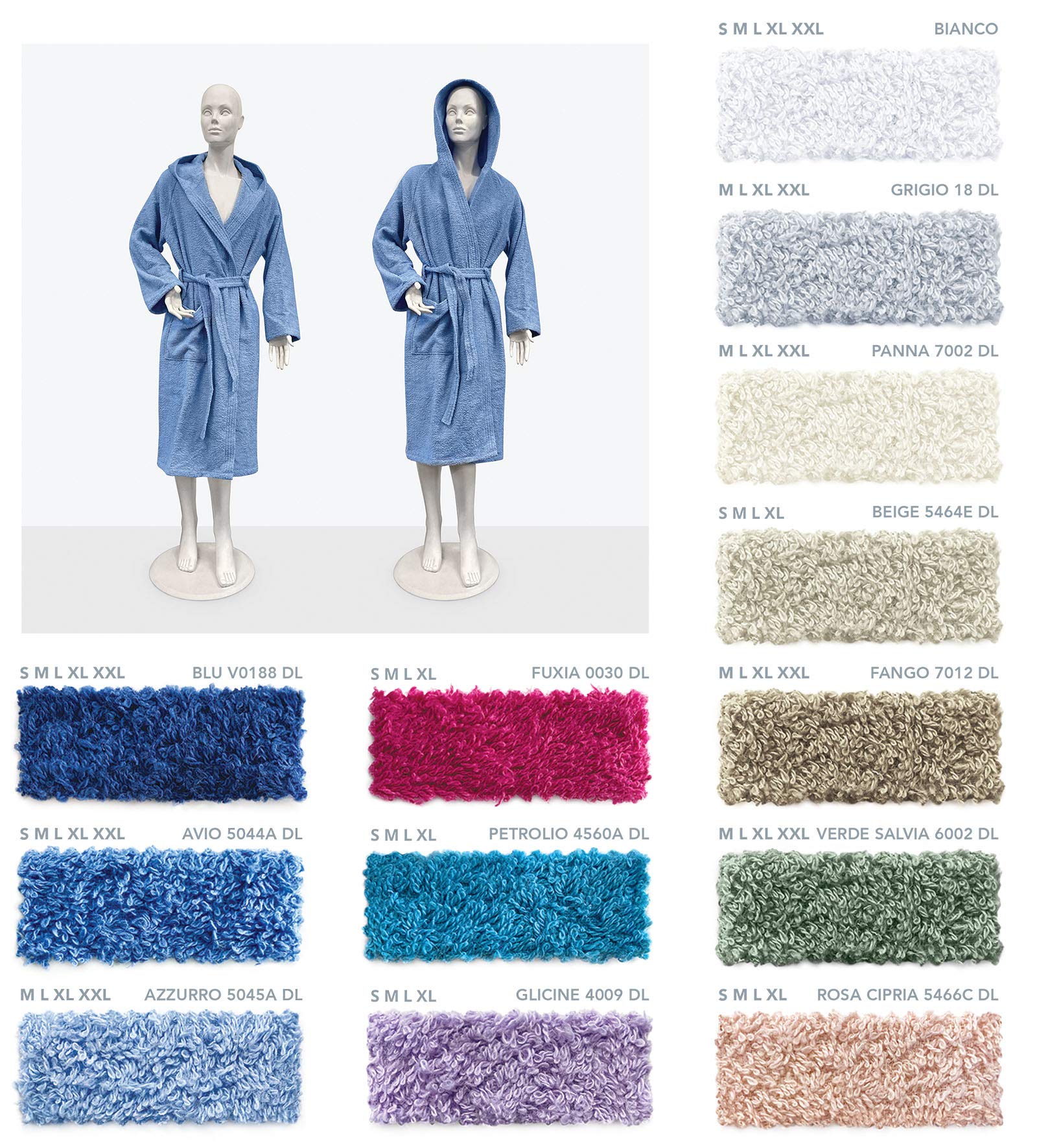 OM DOLCE CASA Accappatoio Unisex Uomo Donna Ragazzi 100% Spugna di Cotone Tinta Unita Prodotto in Italia (Glicine, Small)