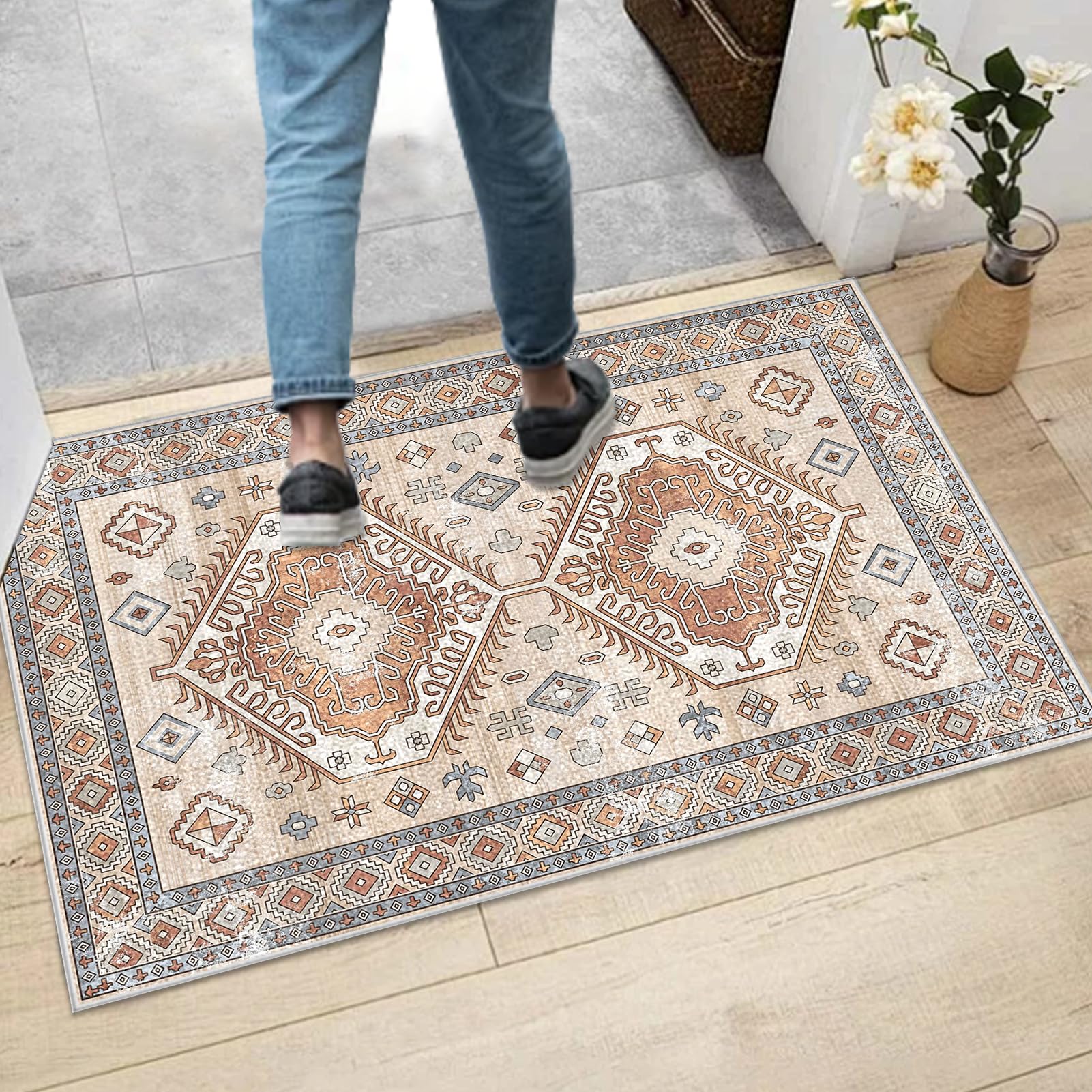 Tappeto Passatoia Cucina Antiscivolo Lavabile Rosso 40X60CM Tappeti