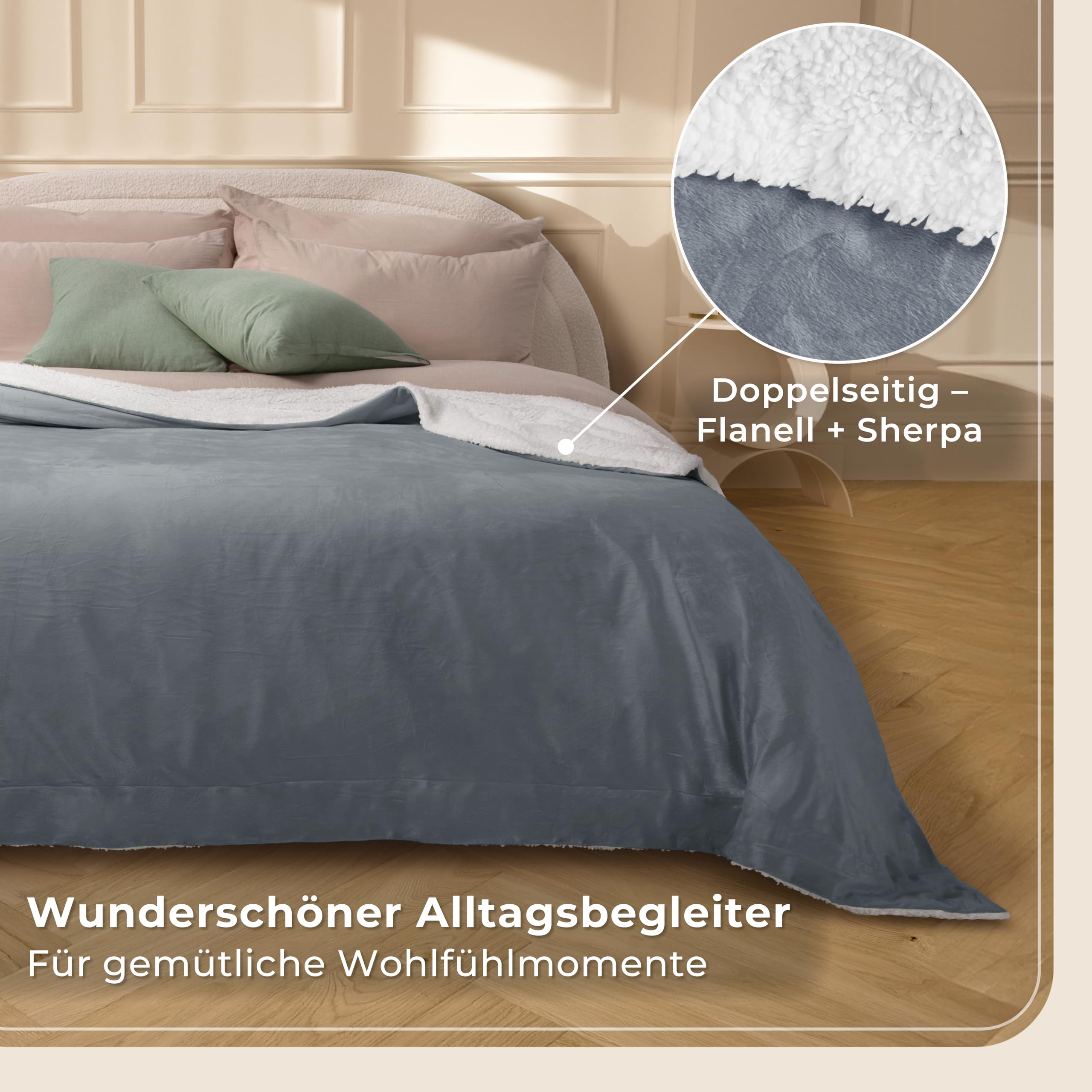 Gräfenstayn® Dicke Kuscheldecke flauschig & super weich - warme Sherpa-Fleecedecke in Lammfell-Optik als Wohndecke, Tagesdecke & Sofadecke - Überwurf Decke Sofa & Couch (Anthrazit 240x220)