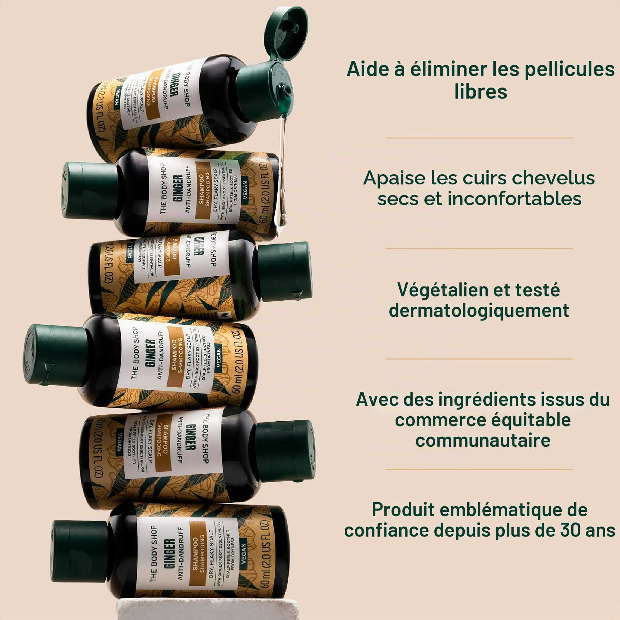 The Body Shop Après-shampoing au gingembre pour cheveux fins et faibles, avec protéines de soie, réduit la friction lors du brossage, végétalien, 400 ml