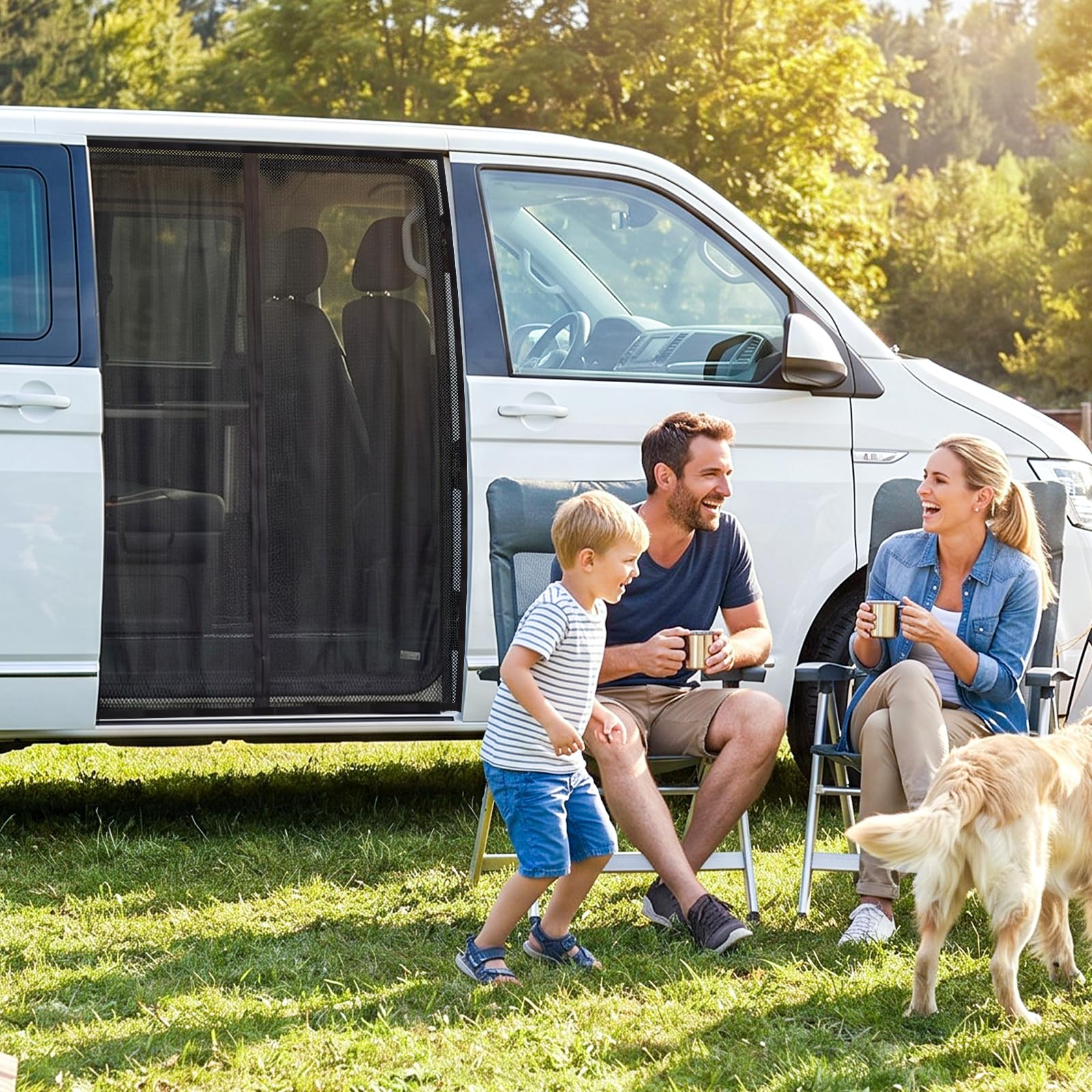 Moskitonetz Magnetisch für VW T5 T6 Schiebetür Fliegengitter Magnet Insektenschutz Schiebetür Car Mosquito Net Auto Accessoires Camping Zubehör Glamping, 148x115cm