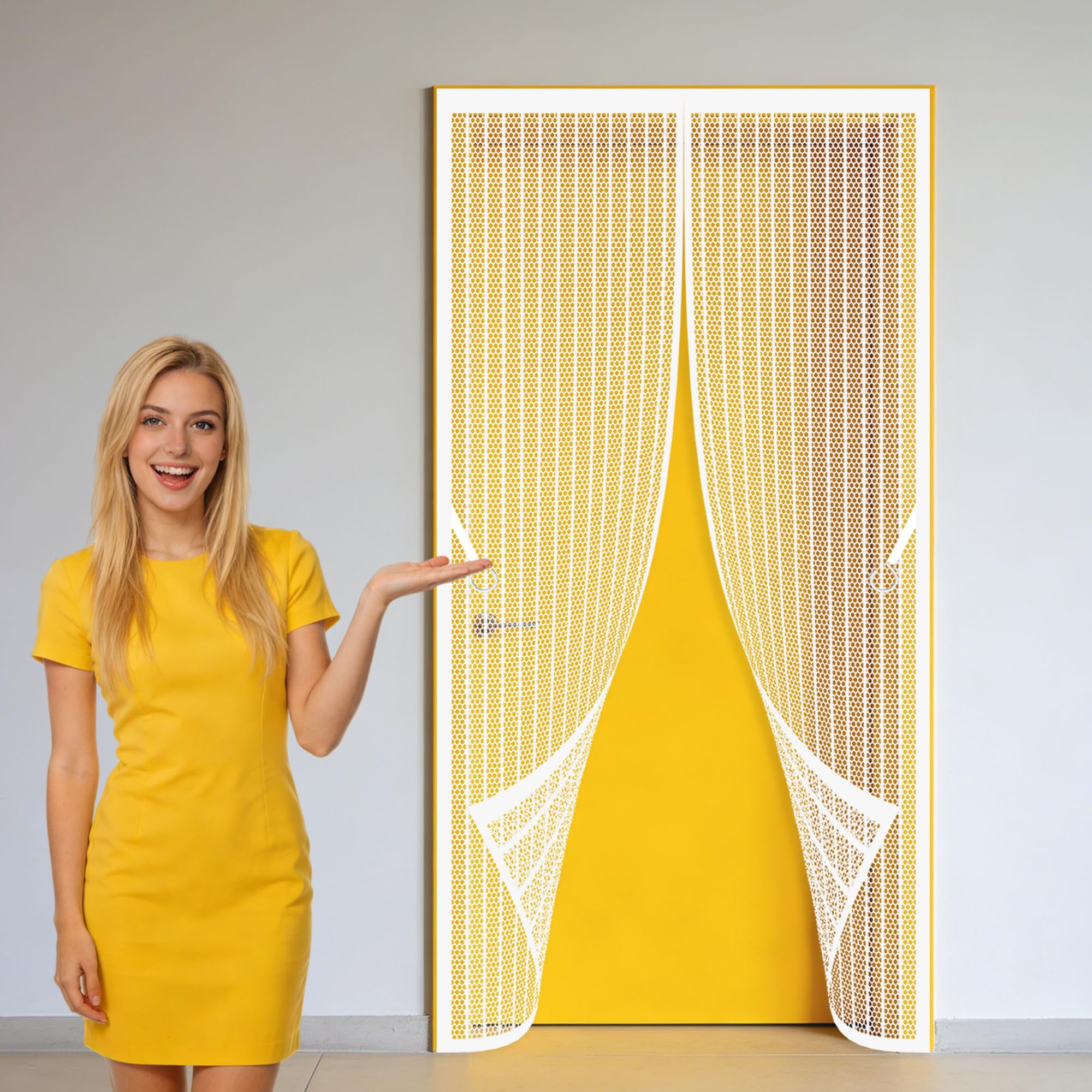 Magnetic Insect Screen Door 132 x 258 cm Self Sealing Magnetic Fly Curtain Keep Bugs Out Lets Fresh Air Suitable for Balcony, Terrace, Cellar, Bedroom and Sliding Room, White