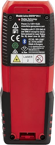 Miniatura 3 de Leica DISTO D1 - Medición de distancia láser de 120 pies con Bluetooth 40 negrorojo