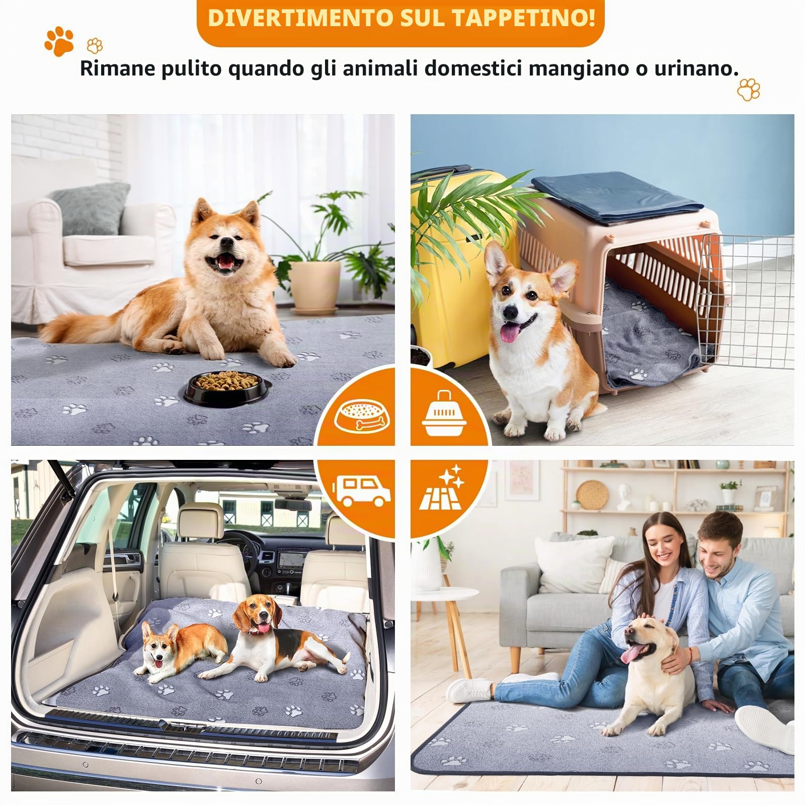 PICK FOR LIFE Tappetino igienico per cuccioli e cani anziani, lavabile, asciugatura rapida, incontinenza urinaria, colore grigio (70 x 100 cm)