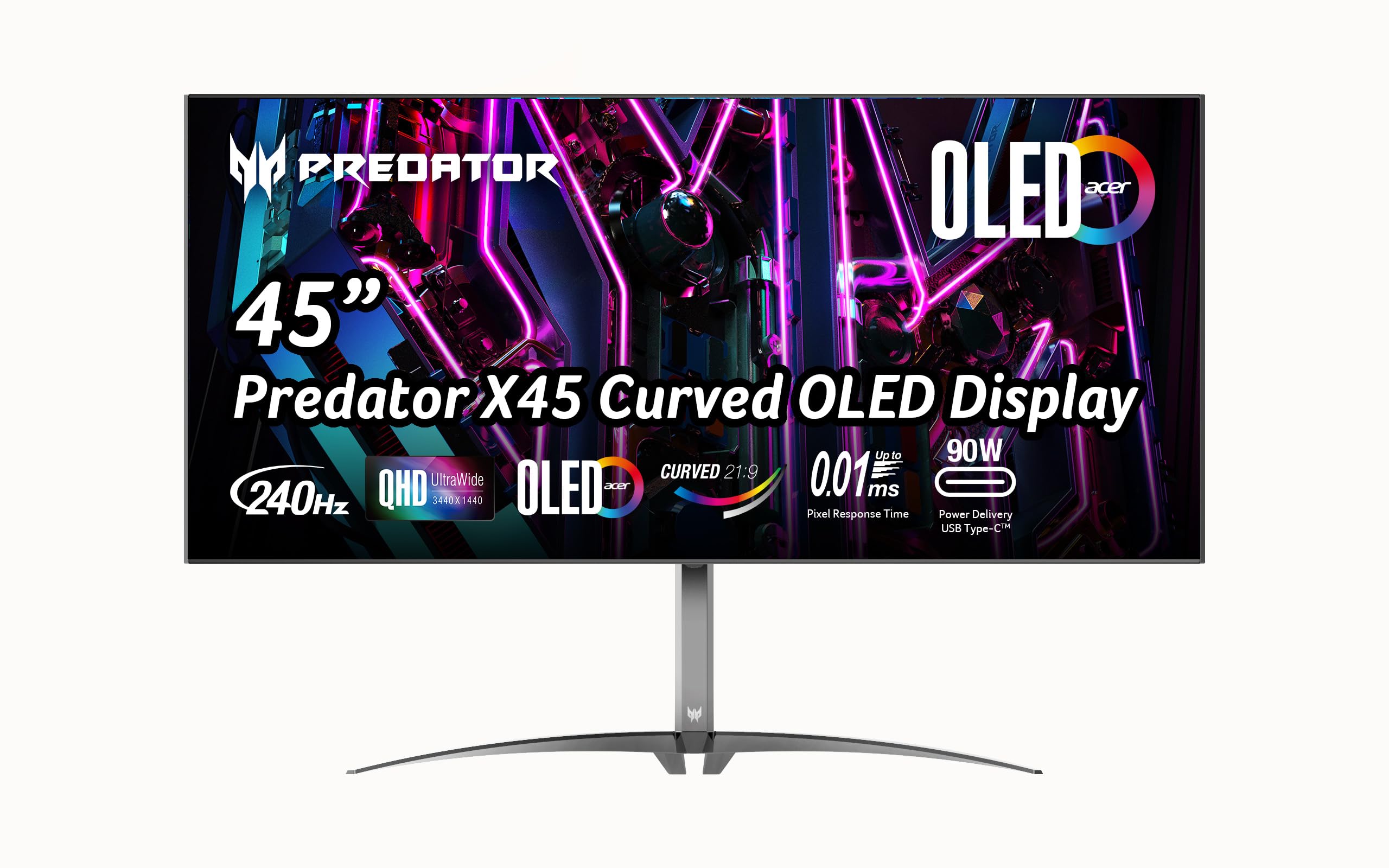 Acer Predator X45 Gaming Monitor 44,5 Zoll QHD, 240Hz DP/Type-C 