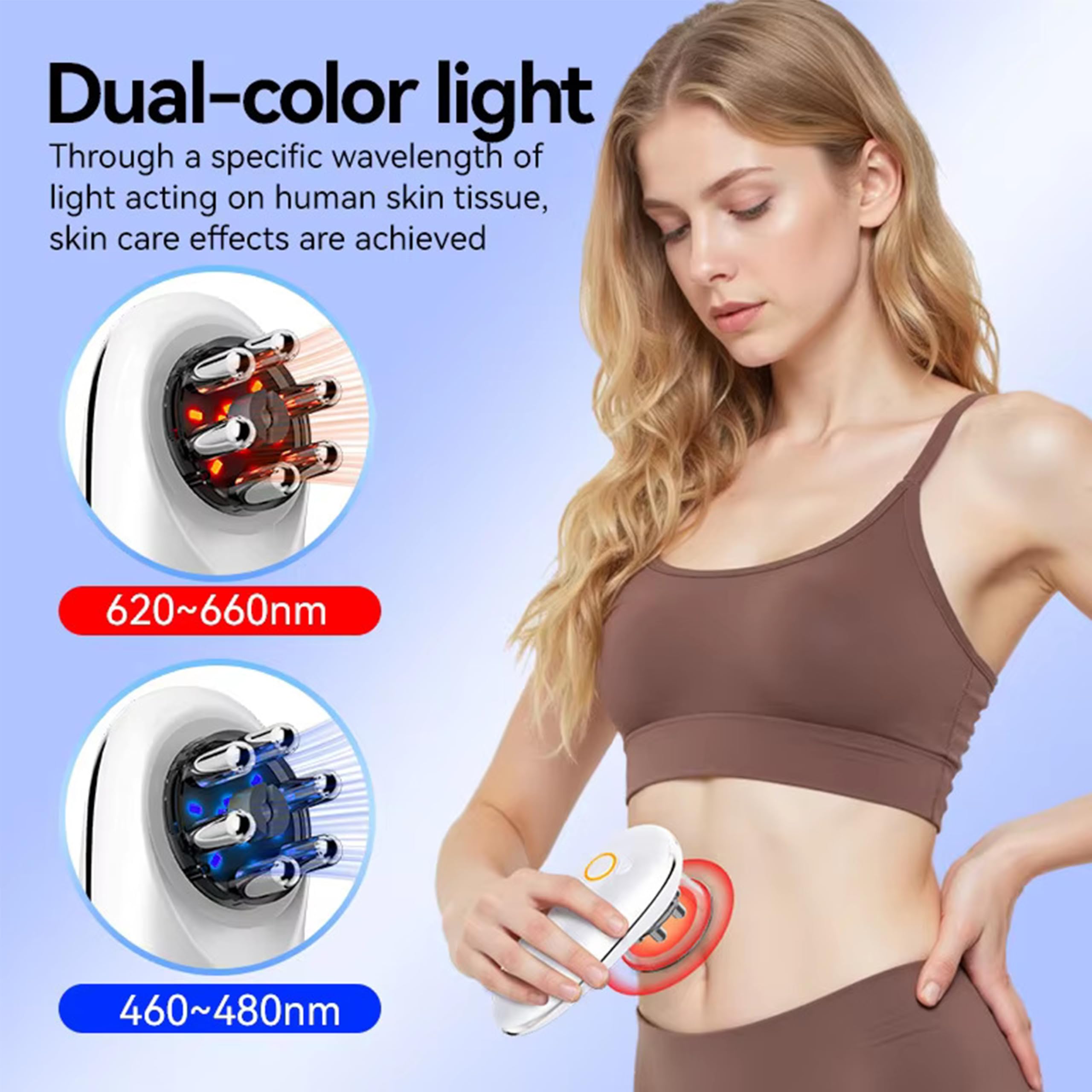 Elitzia ETAM820 Appareil de massage portable 3 en 1 pour thérapie par aspiration sous vide EMS Microcourant et lumière LED pour le visage et le corps raffermissant et rajeunissant