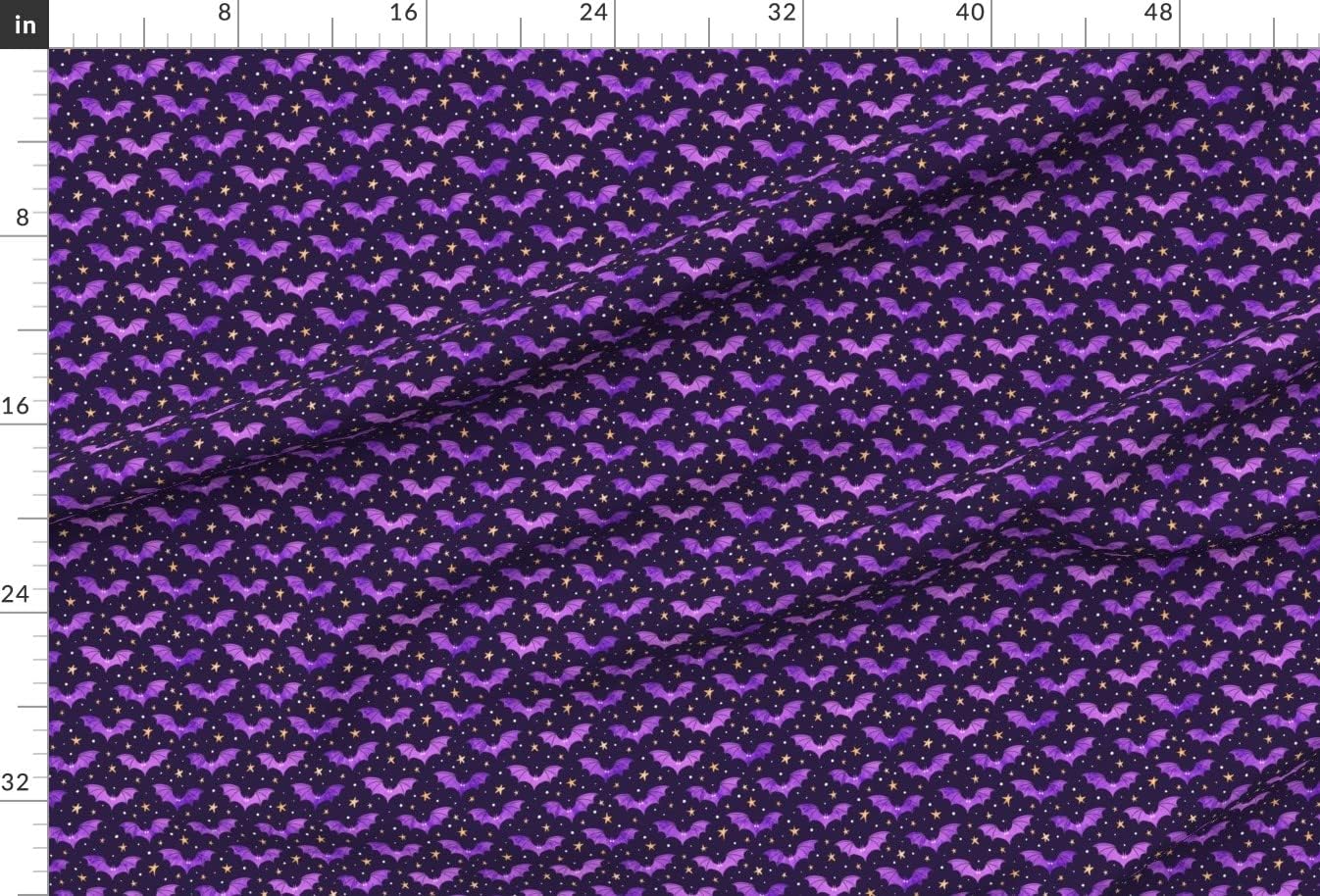 Spoonflower Fabric - Watercolor Bats Purple Stars Fall Halloween Scary Spooky Printed on Minky Fabric by The Yard - Sewing Baby Blankets Quilt Backing Plush