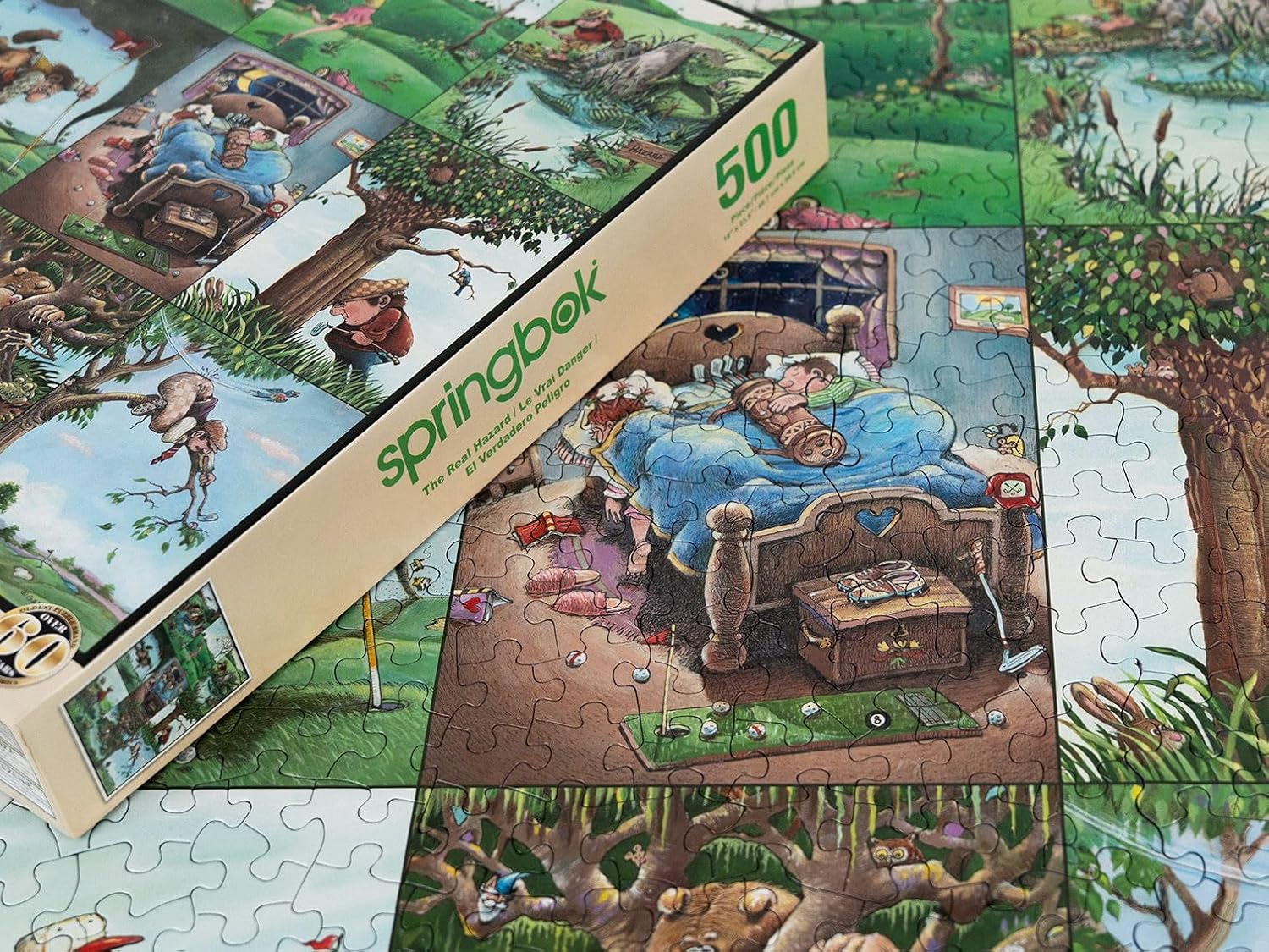 Springbok The Real Hazard 500 Piece Jigsaw Puzzle for Adults - Funny Golf Puzzle - Unique Cut Pieces - Made in USA