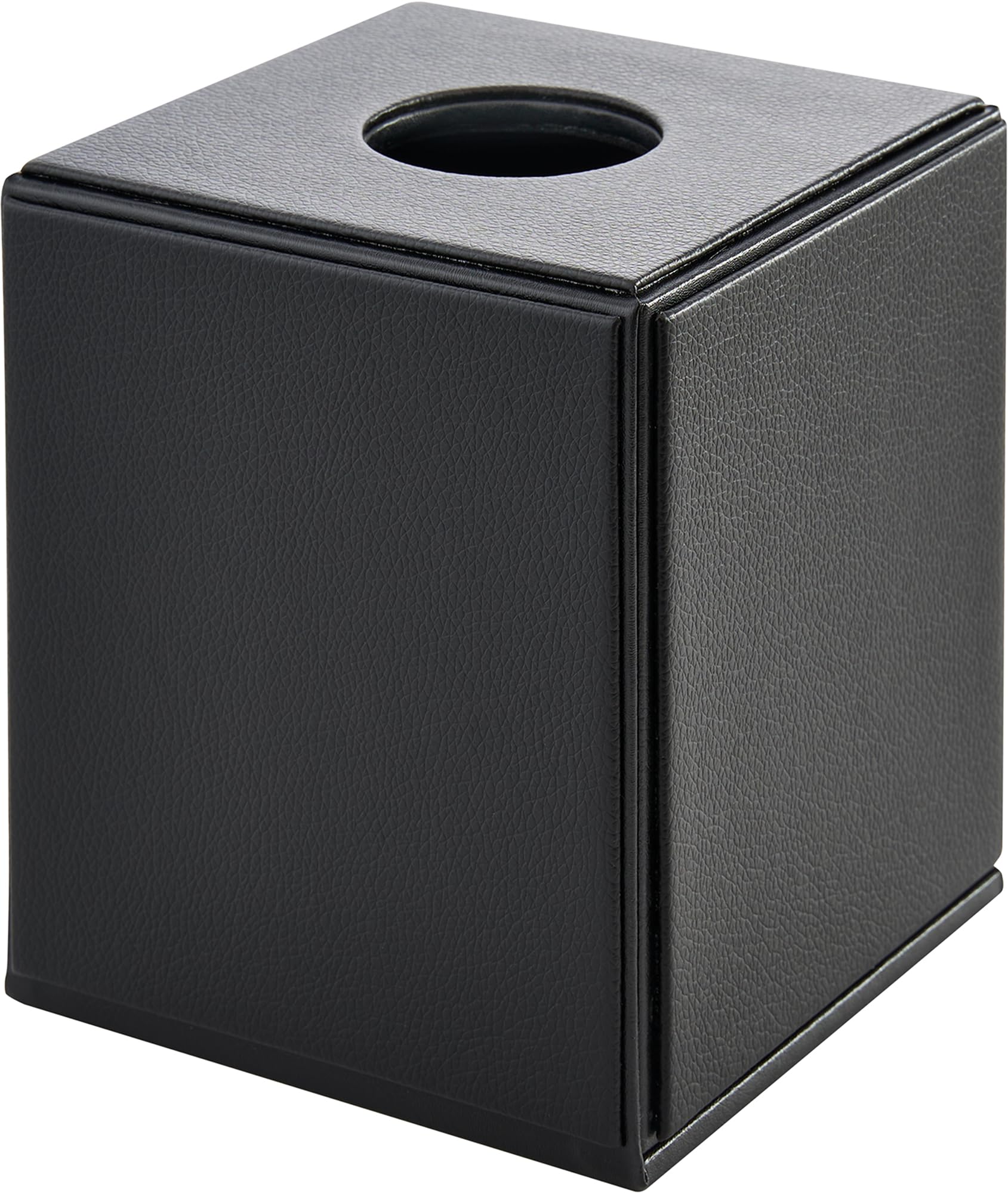 Corby Highland Cube Tissue Box Cover in Black PU Leather
