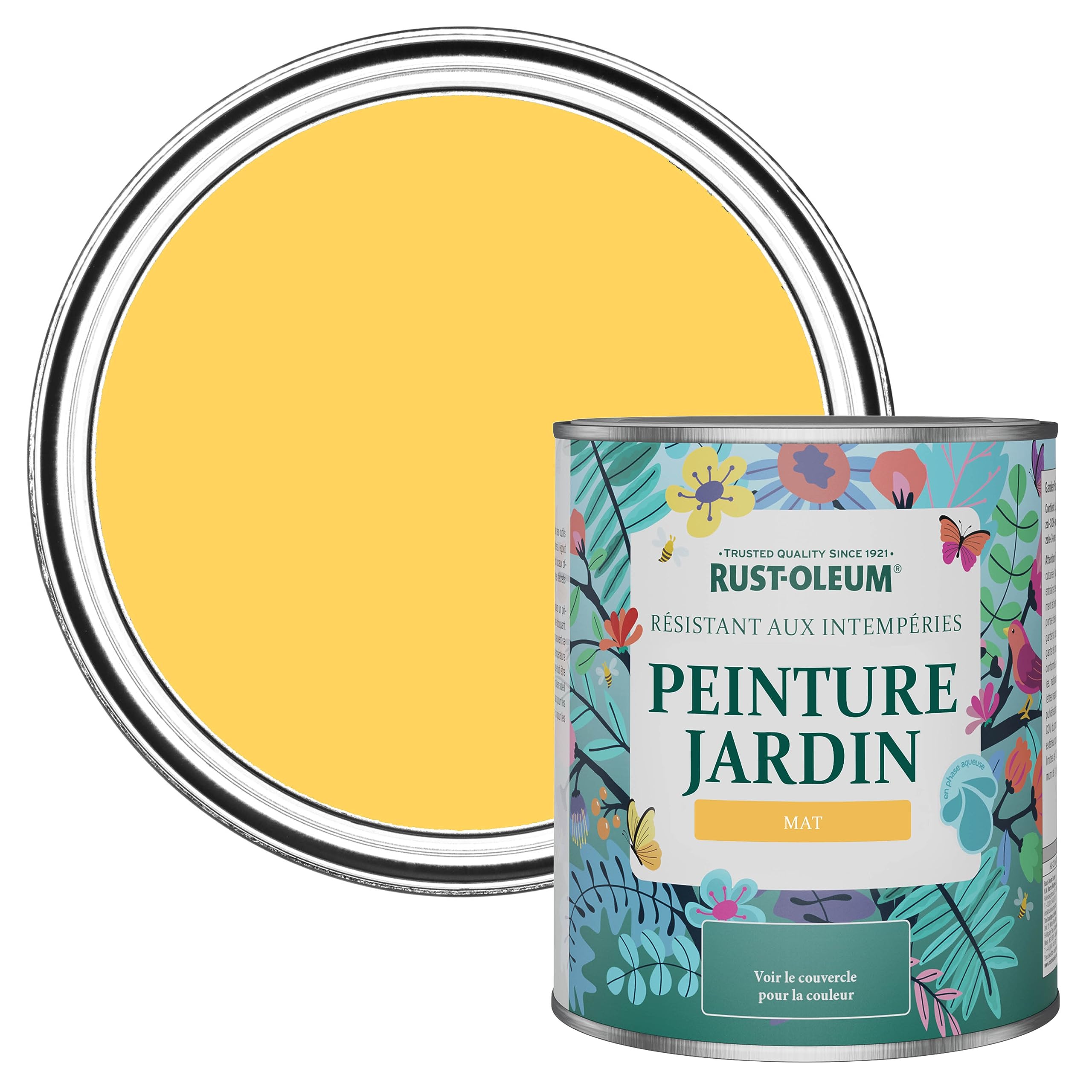 Rust-Oleum Peinture Jaune Résistante à l'humidité pour Jardins, Finition Mate - Gelée de Citron 750ml