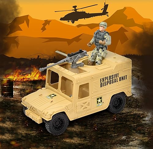 Miniatura 5 de Juego de figuras de acción para hombres del ejército de Estados Unidos, juego de 15 piezas, vehículo militar, 2 soldados, armas, mochilas militares