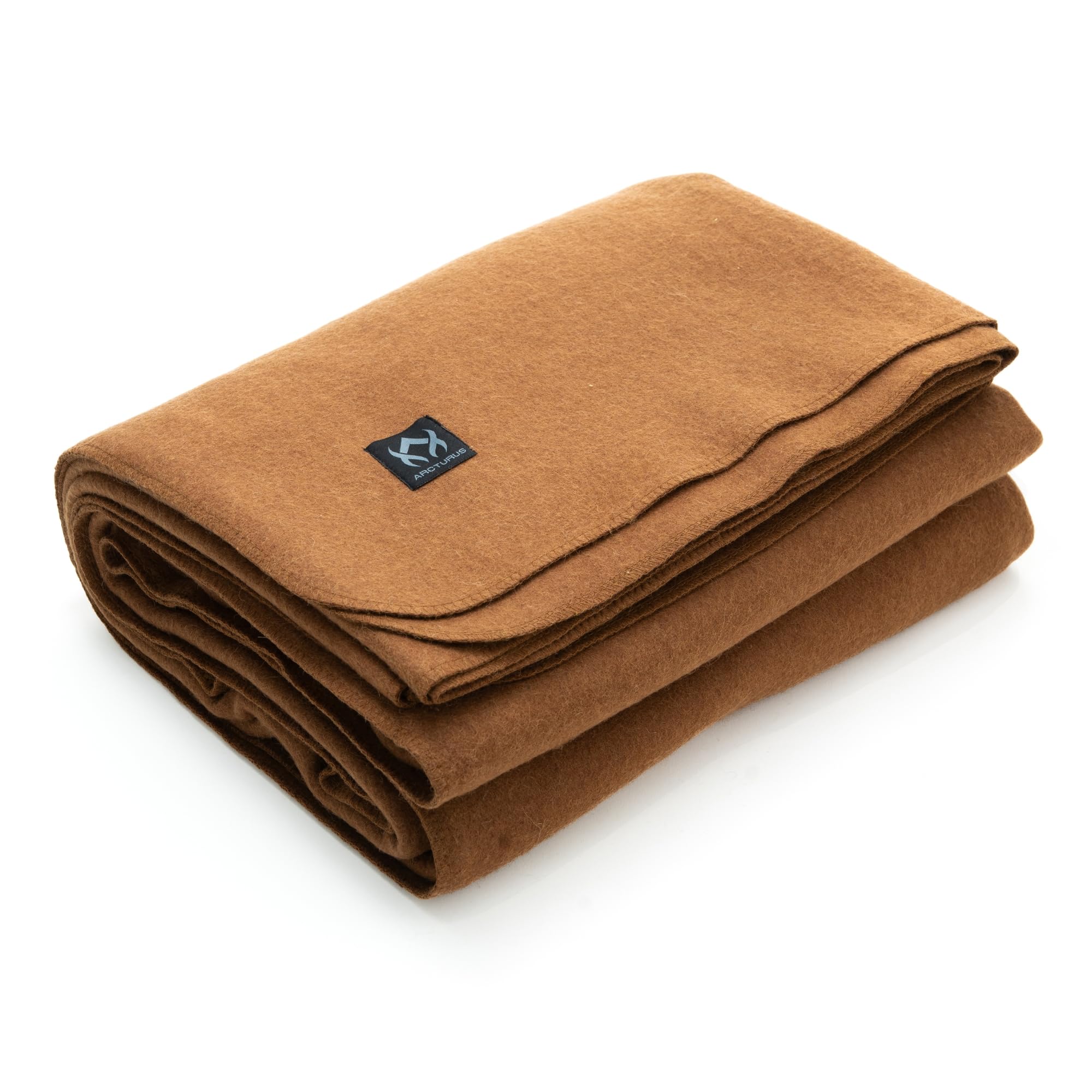 Couverture de lit en laine douce Arcturus Tahoe, grand plaid camel épais lavable en machine